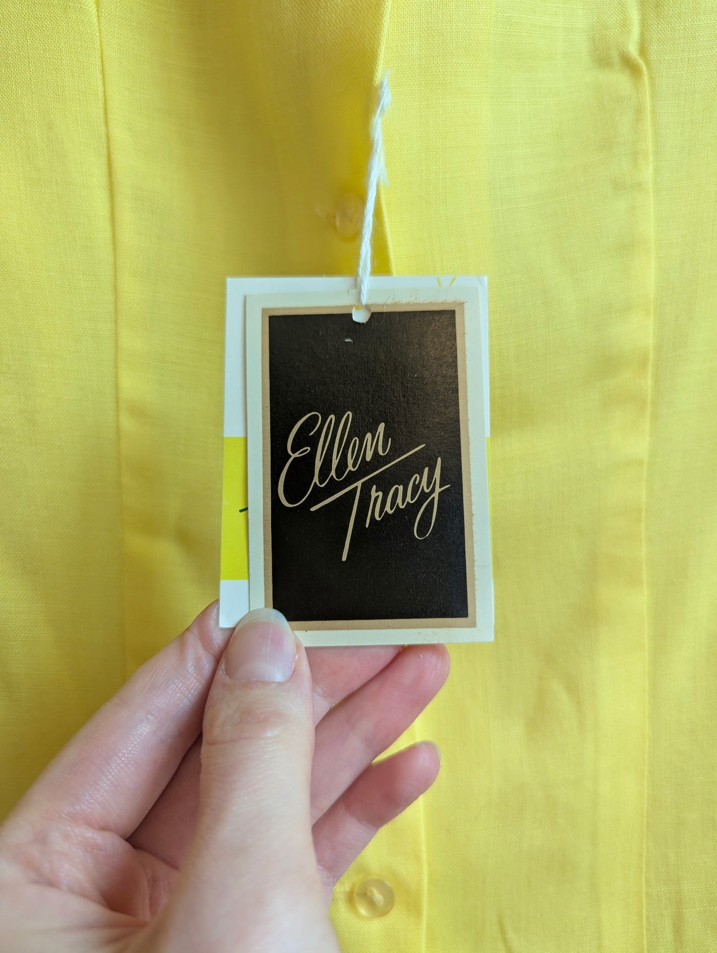 1960s NWT Ellen Tracy Yellow Button-Back Sleeveless Blouse
