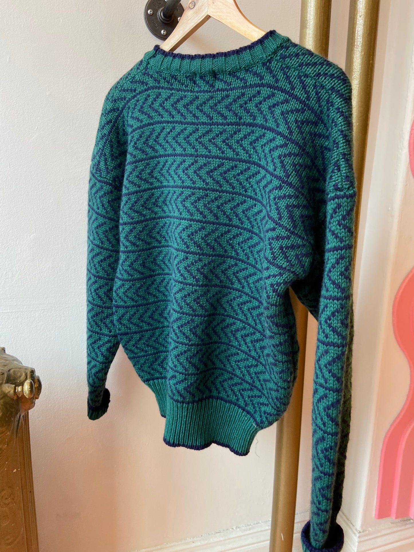 Green & Navy Wool GAP Sweater