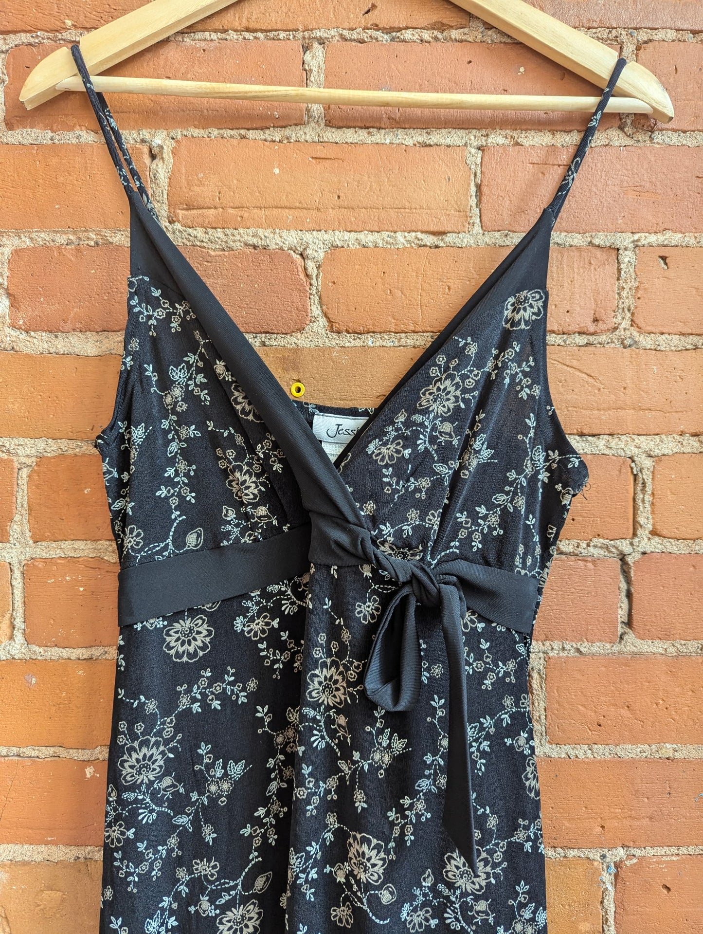 Y2K Jessica Black Floral Print Mini Dress