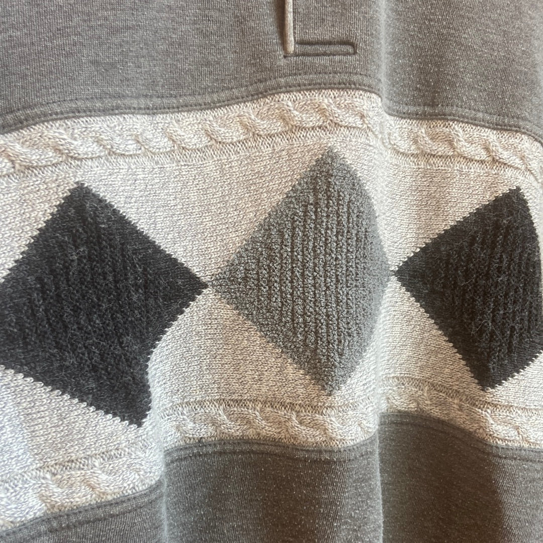 90’s Cotton Sweater with Argyle Print On Front