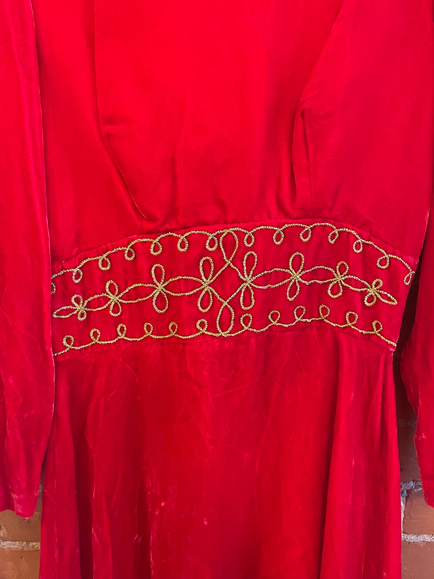 60’s Handmade Red Velvet Dress