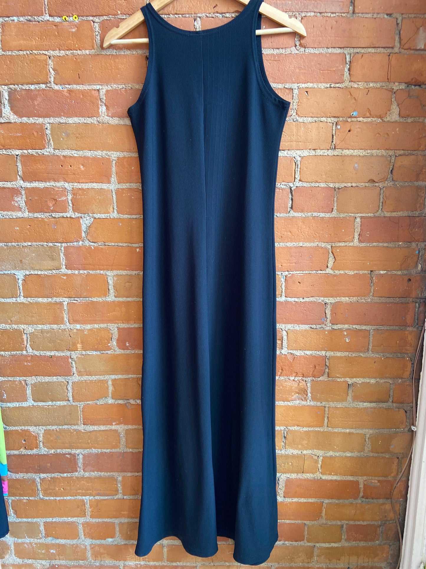 90’s Black Ribbed Maxi Dress