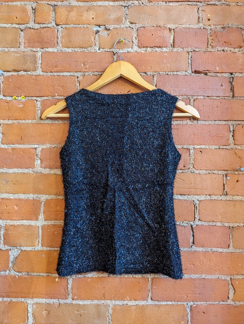 Dizaro Collection Fuzzy Black Sparkly Tank