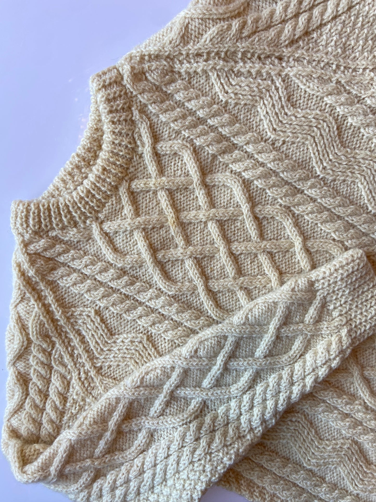 Cream Cable Knit Wool Sweater