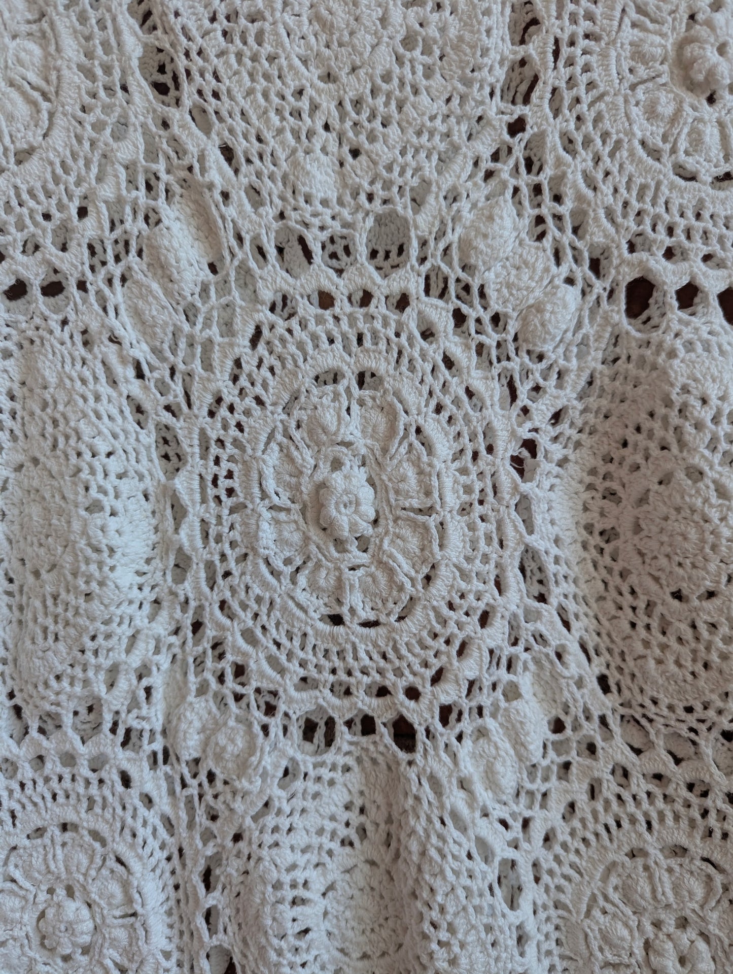 1990s Casual Connection Cream Crochet Long-Sleeve Top