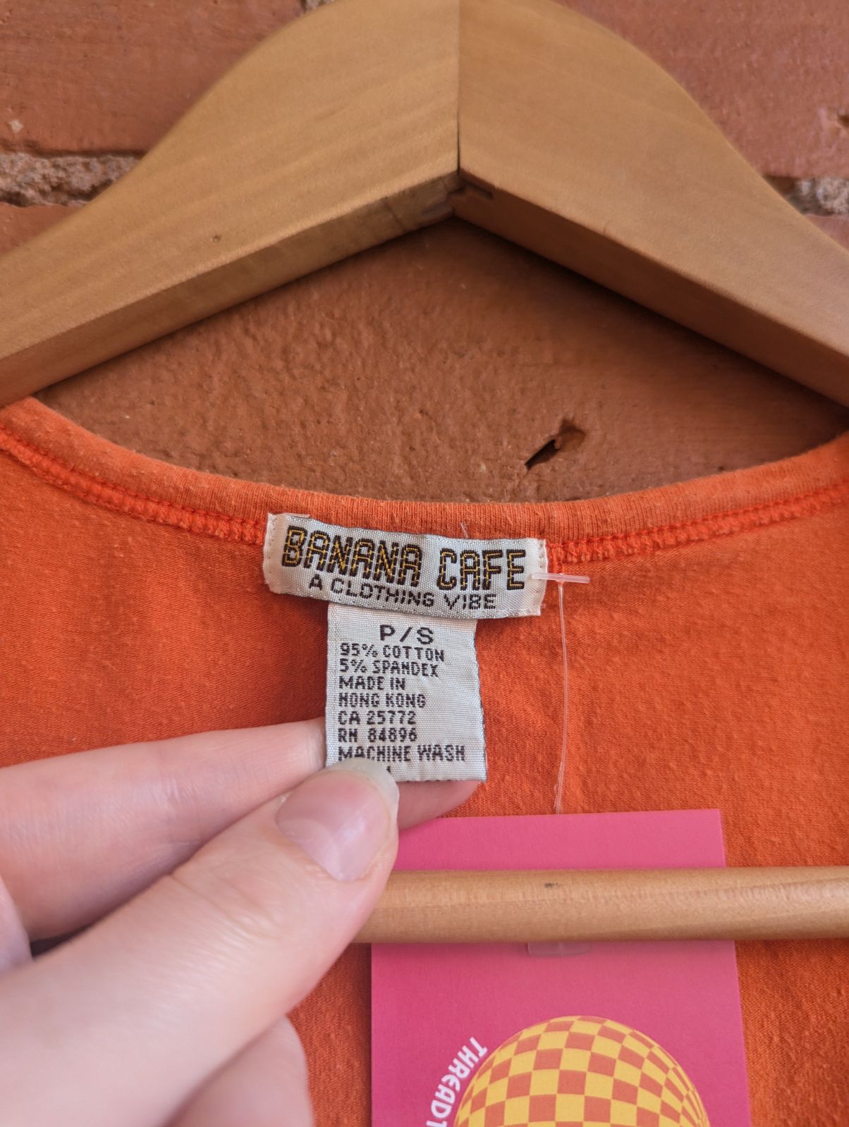 1990s Banana Cafe Orange Cap Sleeve Top