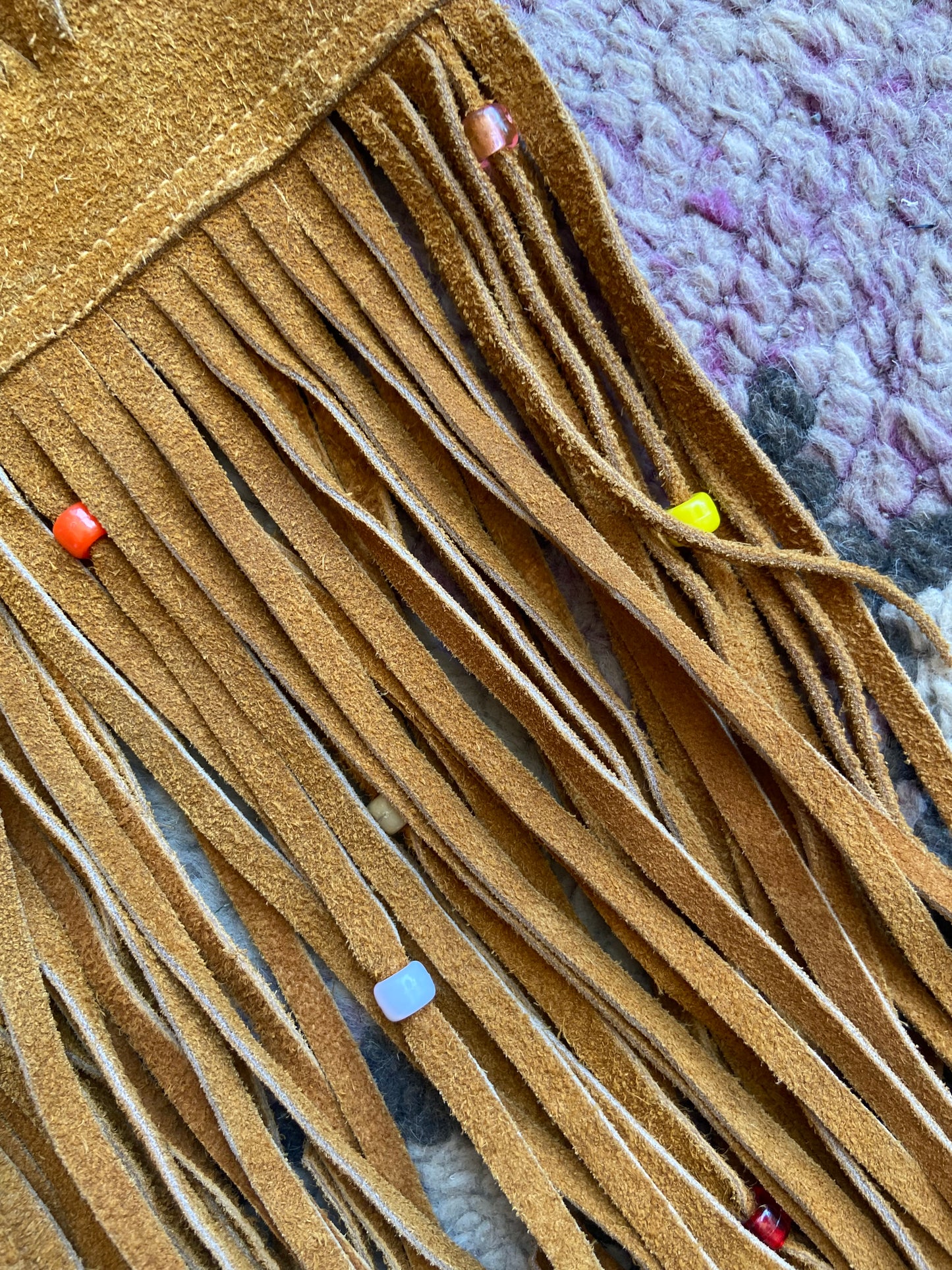 Suede Vest with Fringe & Beads