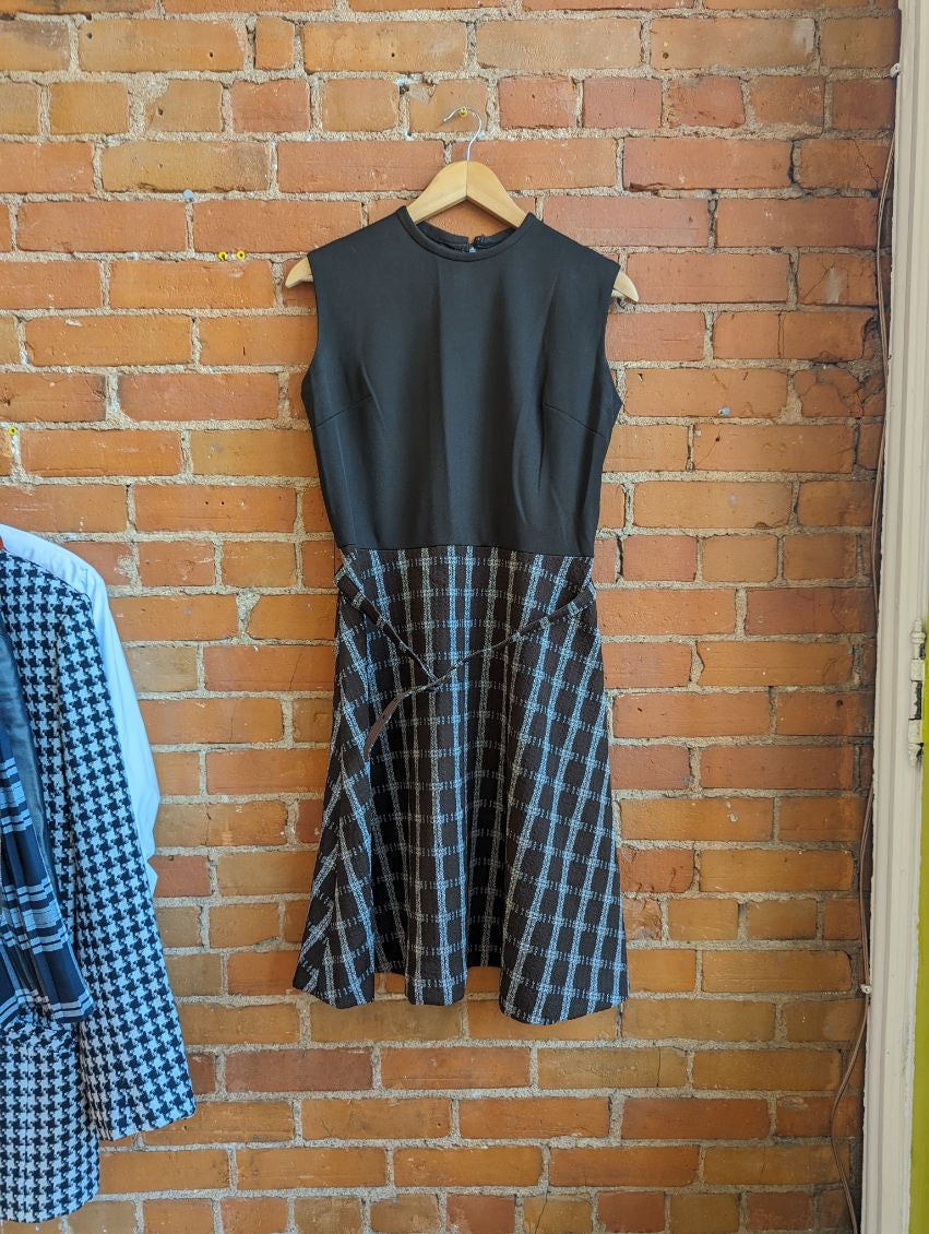 1970s Lou La-Bell Brown Plaid Dress