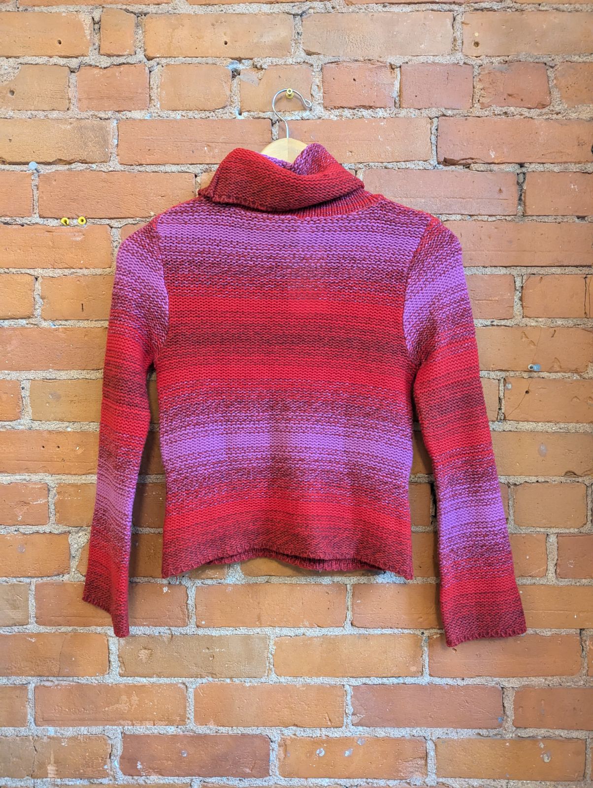 1990s Red and Pink Turtleneck Sweater