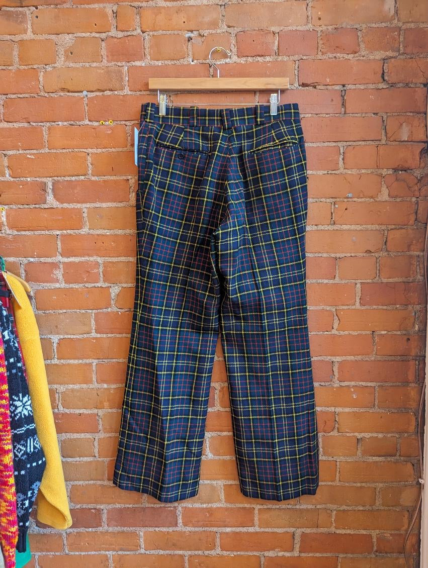 1970s Nash Pants Plaid Wool Wide Leg Pants
