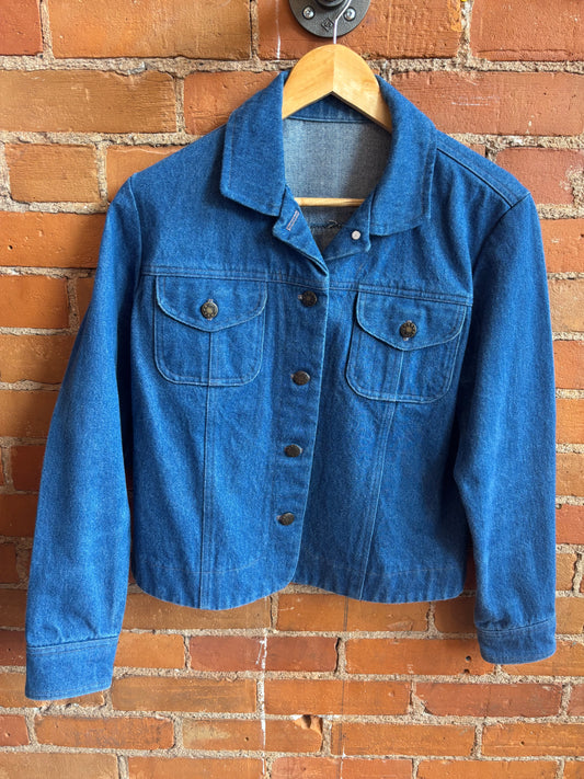 Jean Jacket Rounded Hem Flap Pockets Unbranded