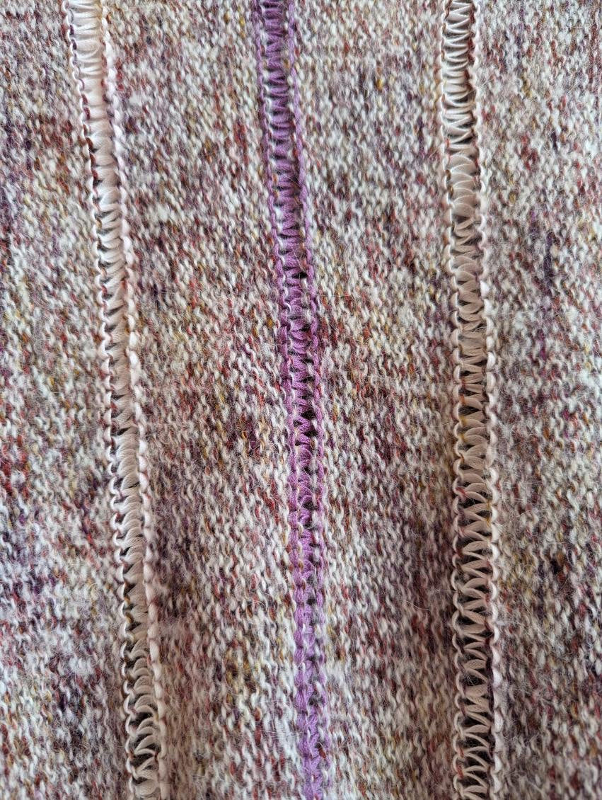 1980s Impromptu Purple and White Marled Knit Sweater