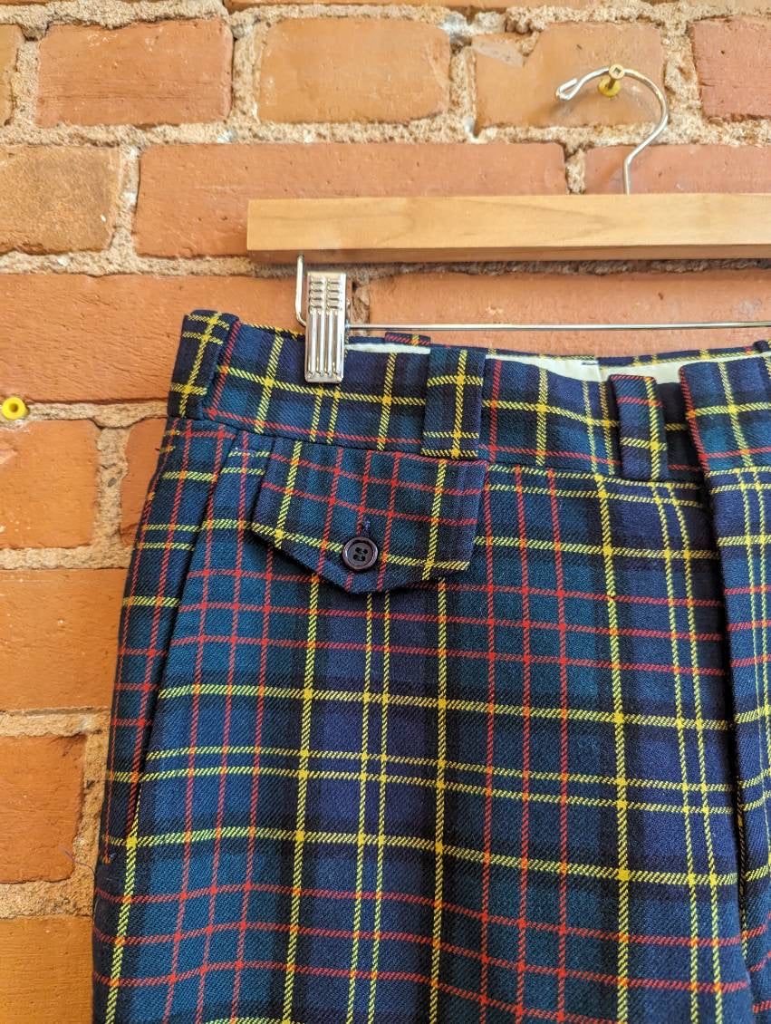 1970s Nash Pants Plaid Wool Wide Leg Pants