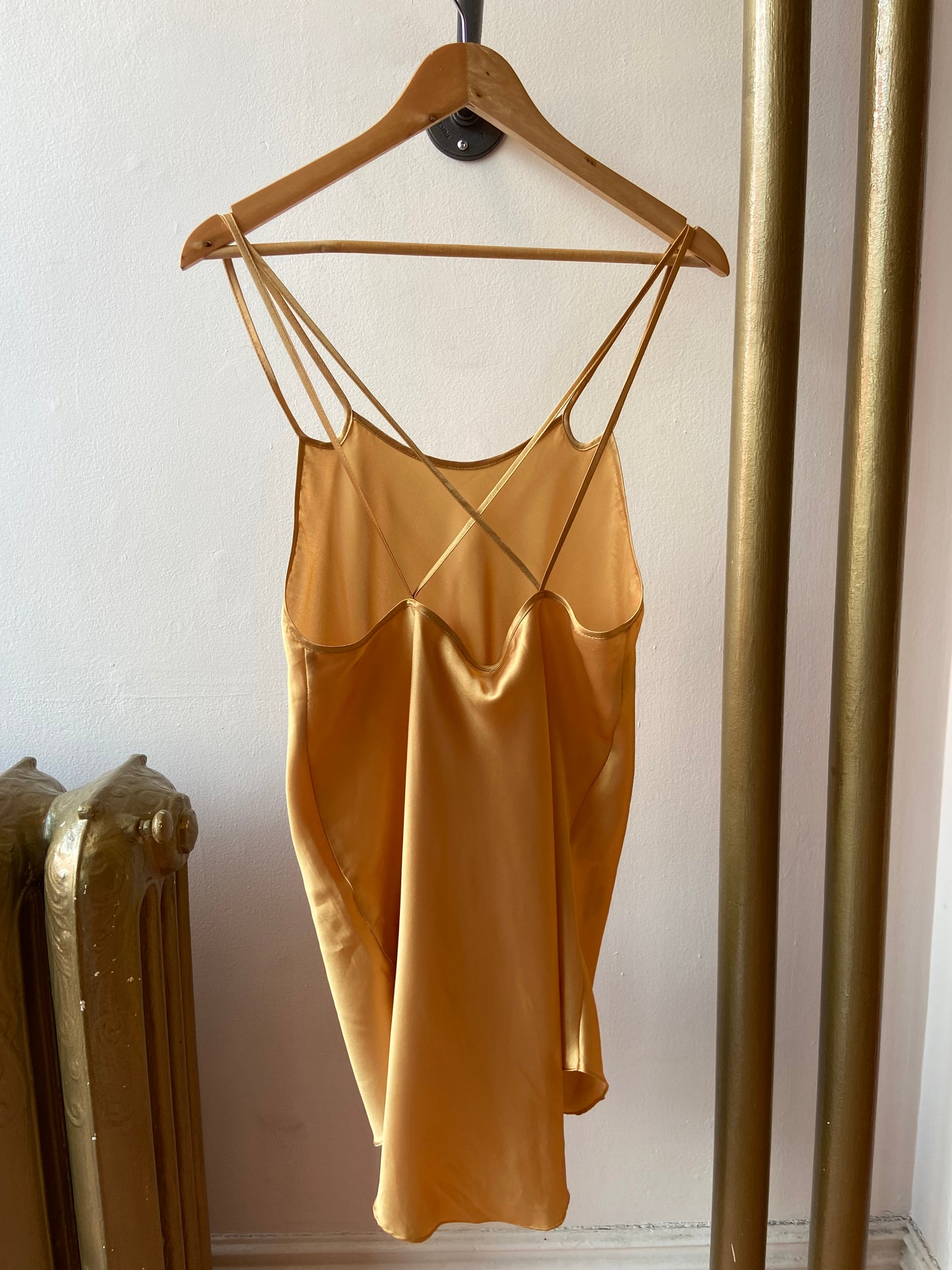 Golden Cross-Back Satin Slip