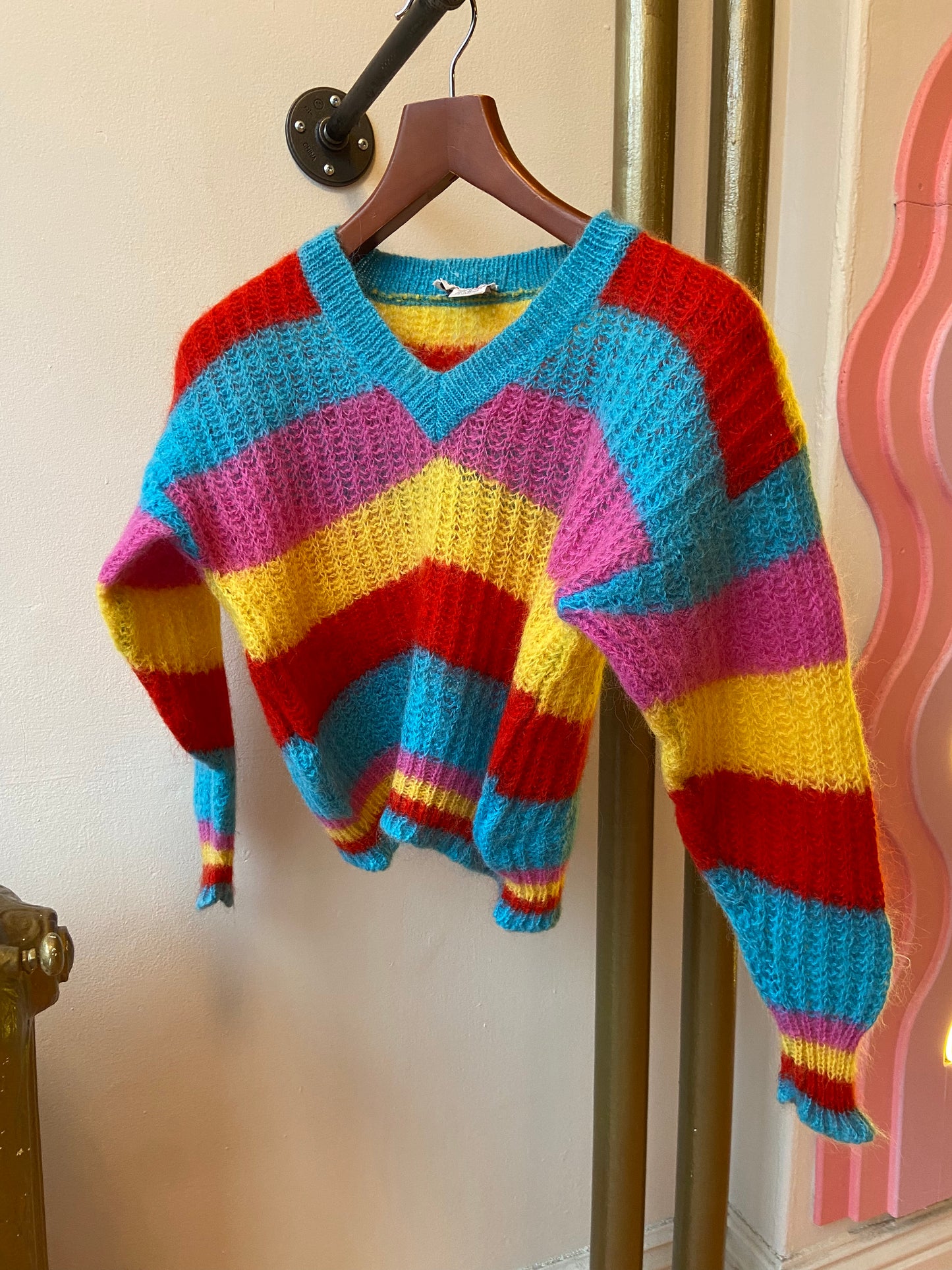 Vallina Striped Colourful V-Neck Sweater!