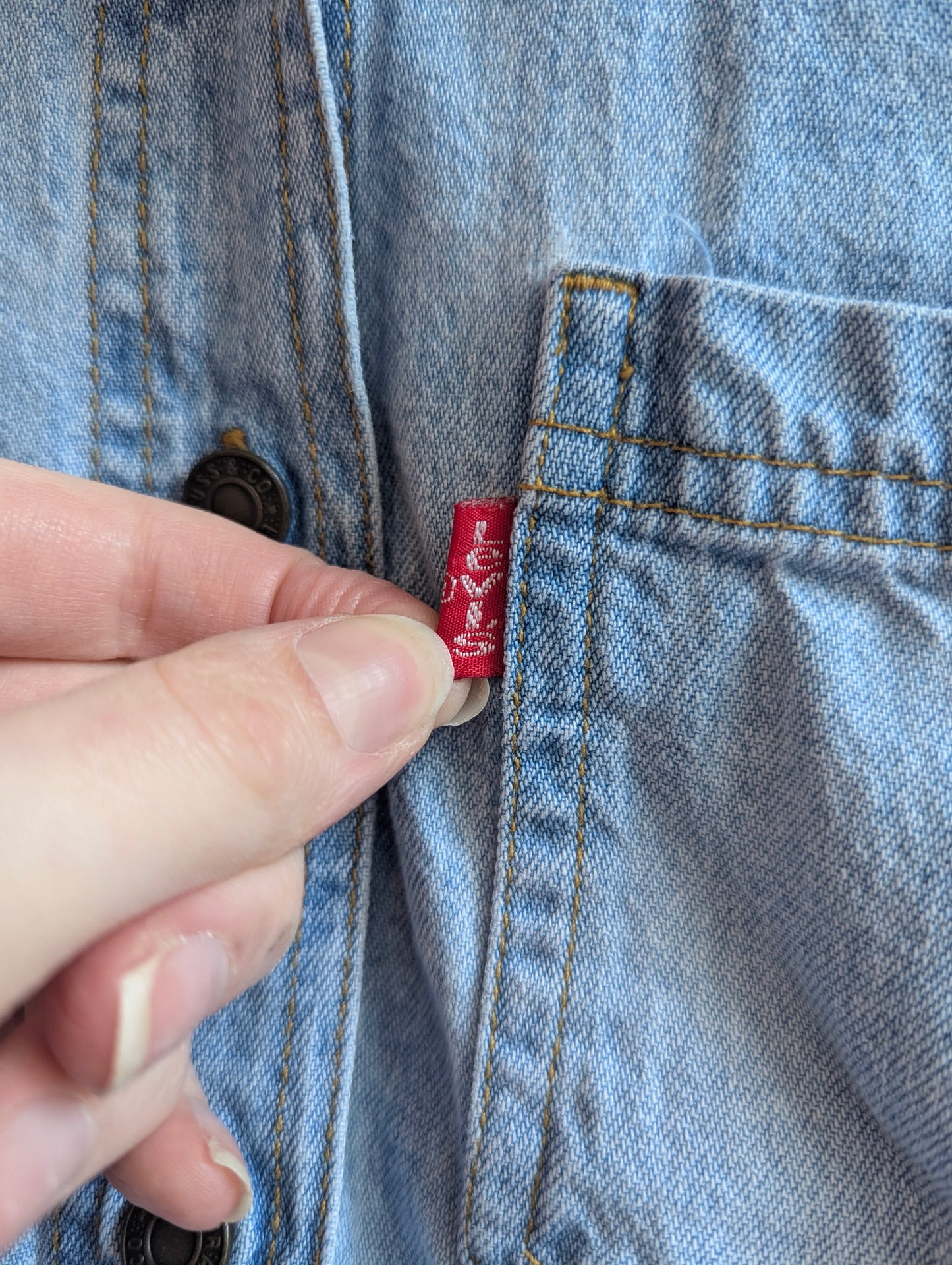 1990s Levis Light Wash Denim Long Sleeve Shirt