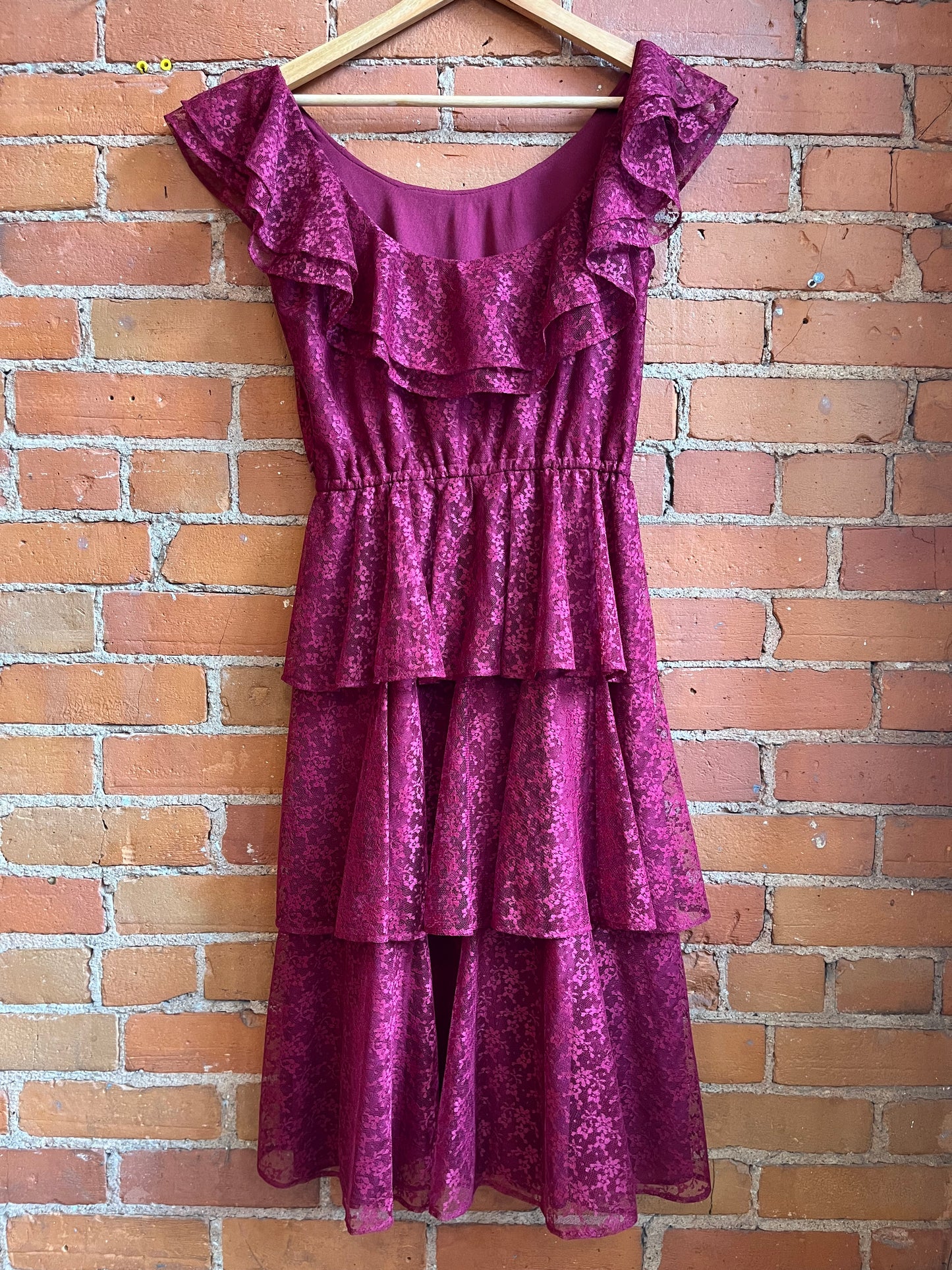 70's Nu-Mode Maroon Lace Dress