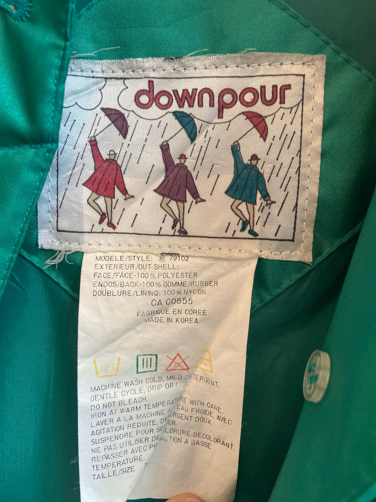 80’s Teal Green Trench Rain Coat