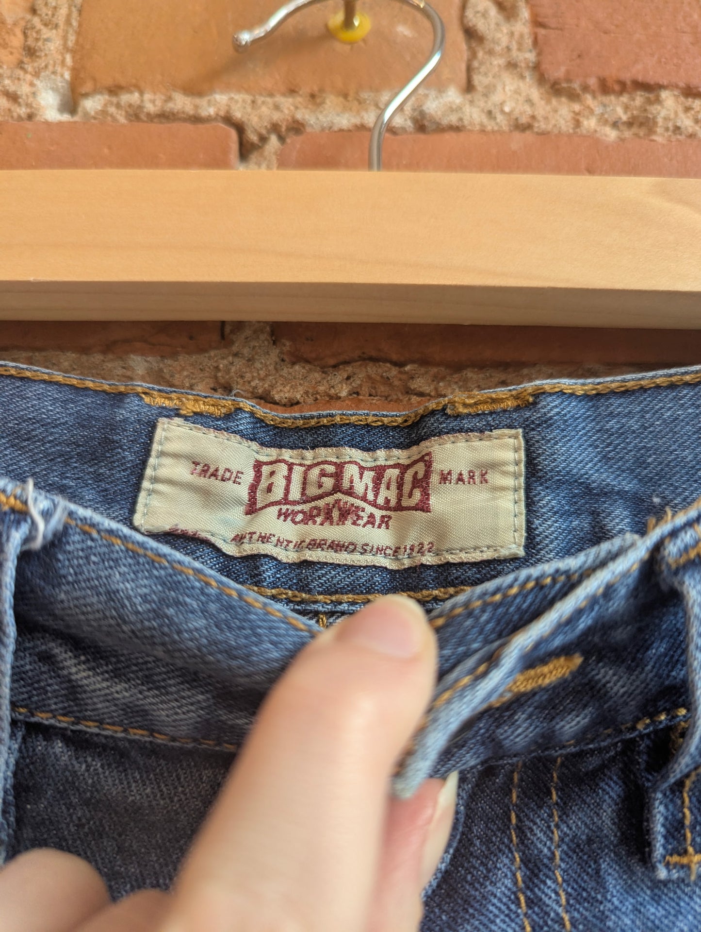 1990s or Y2K Big Mac Workwear Dark Wash Denim Cutoff Shorts