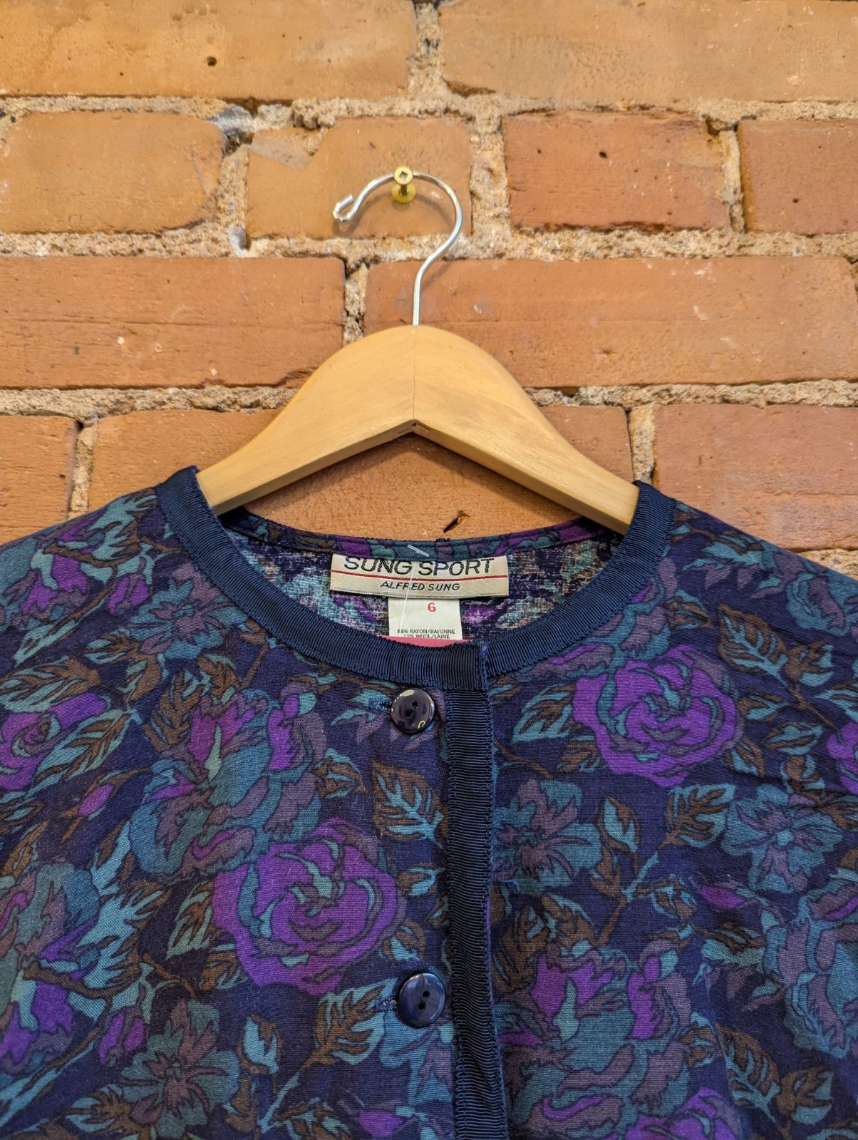 1990s Sung Sport Dark Floral Cardigan