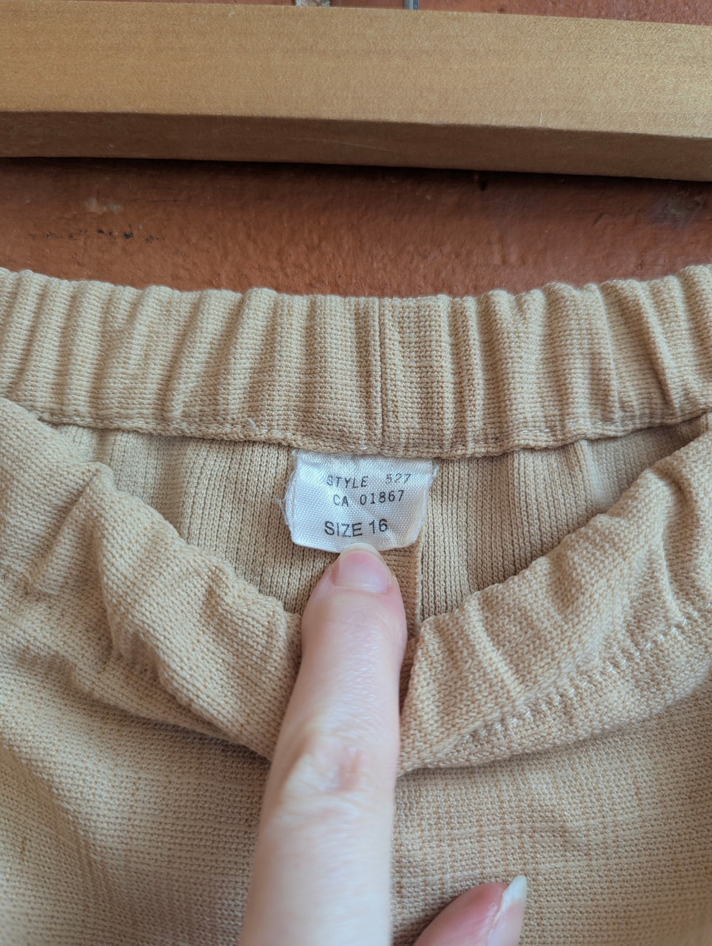 1970s Sweetheart Sportswear Tan Linen-Look High-Rise, Wide Leg Pants