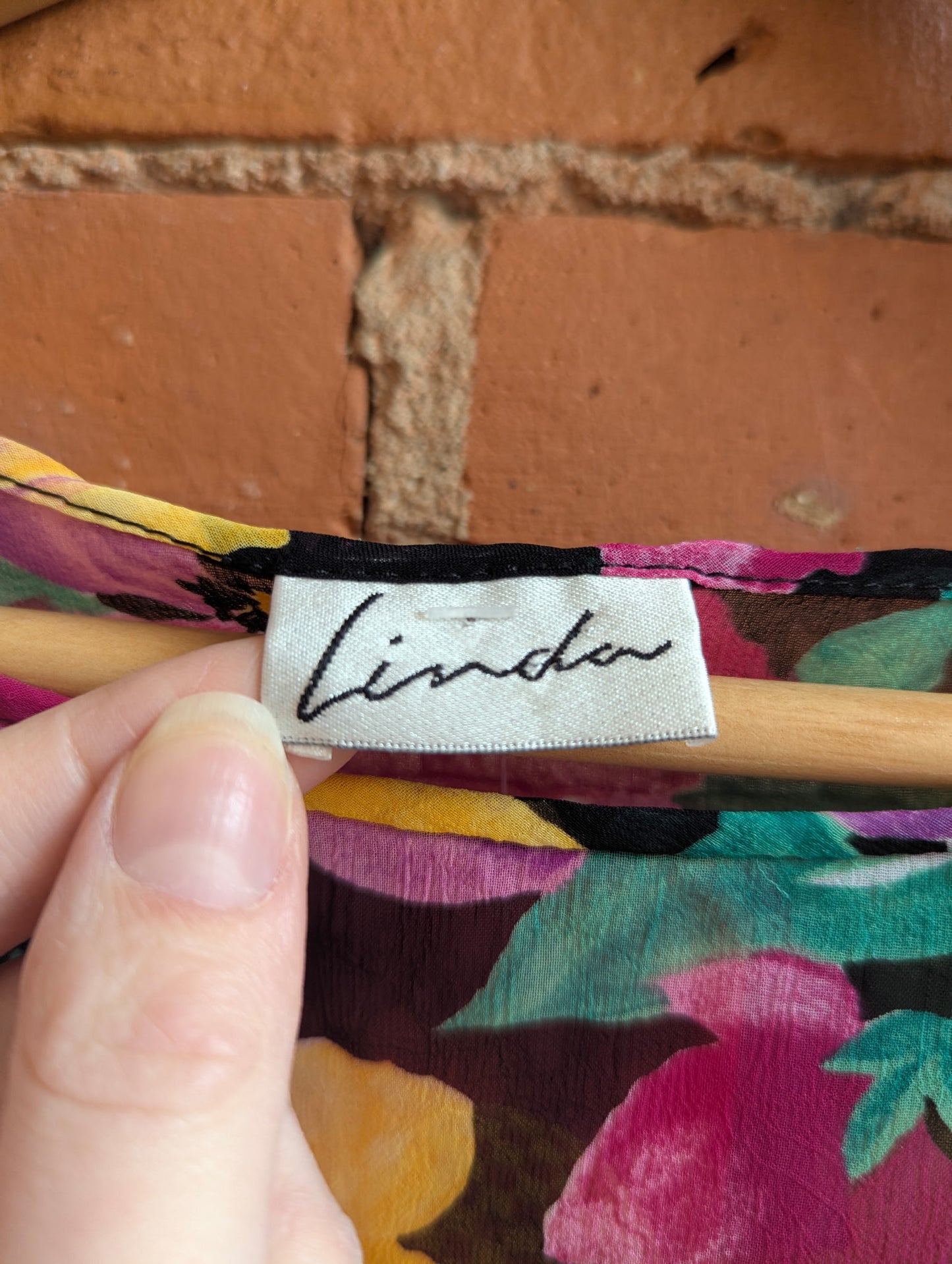 1990s Linda Sheer Pink, Purple and Yellow Crop Top