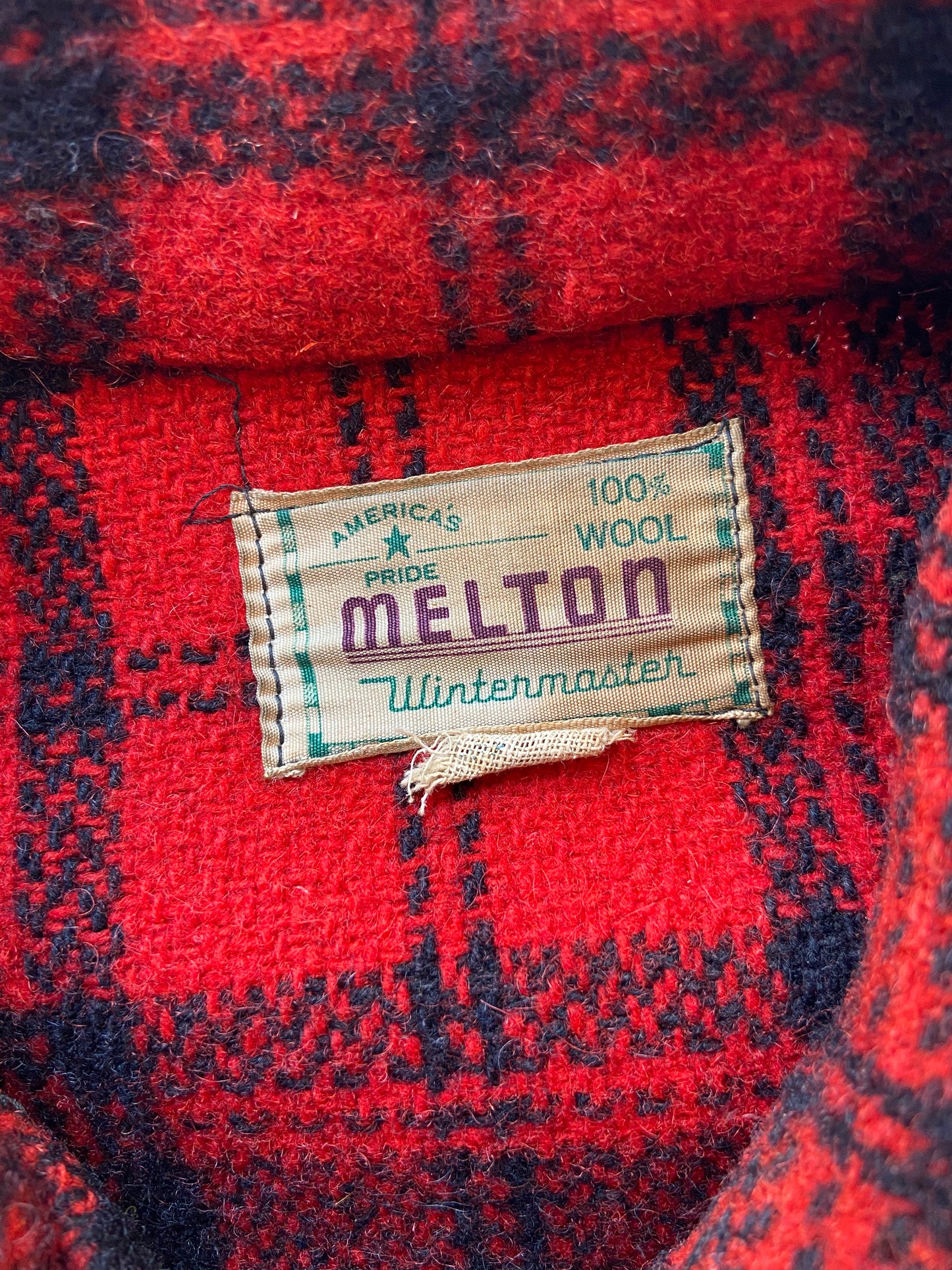 50's Melton Wool Red Plaid Shacket