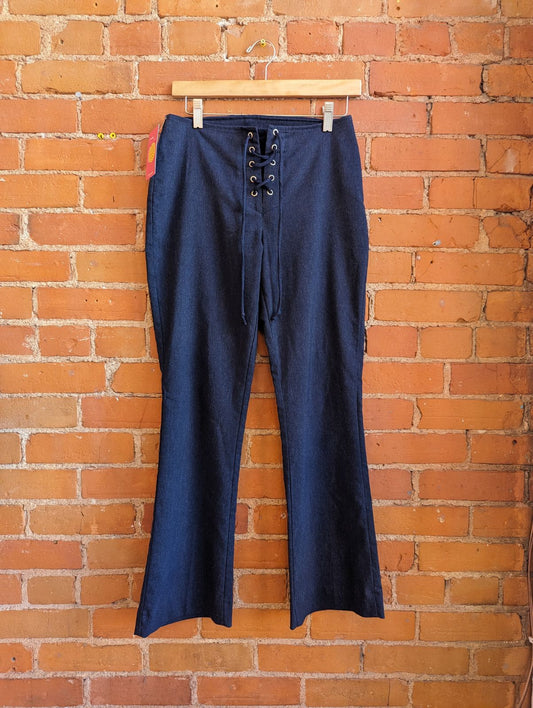 1990s Pelican Cove Blue Lace-Up Pants