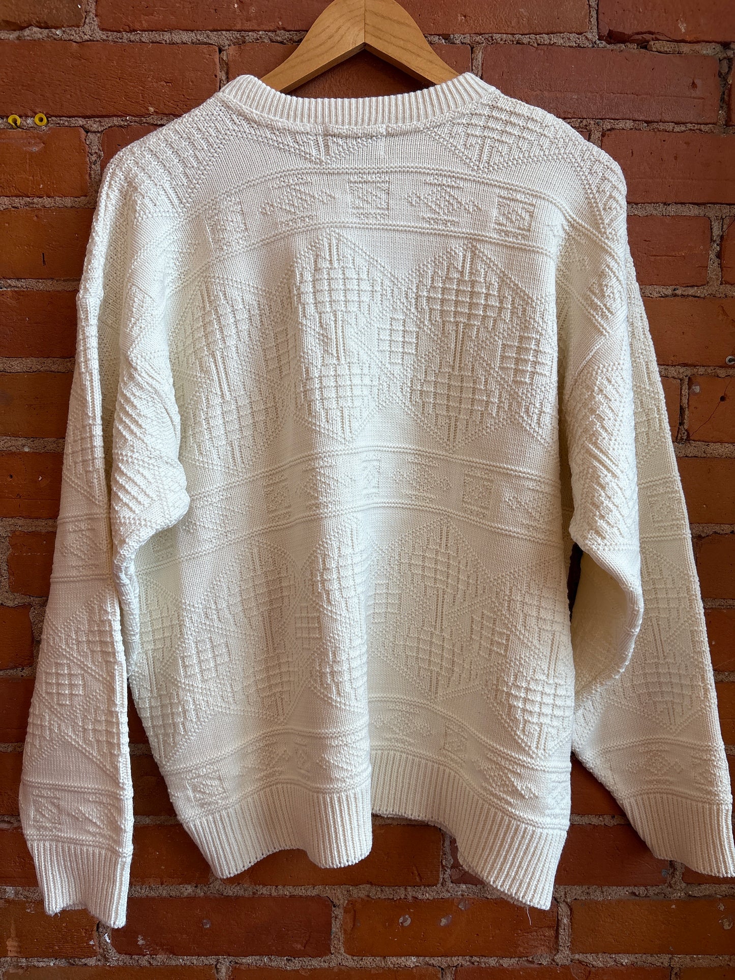 Cream Acrylic Knit Dad Sweater