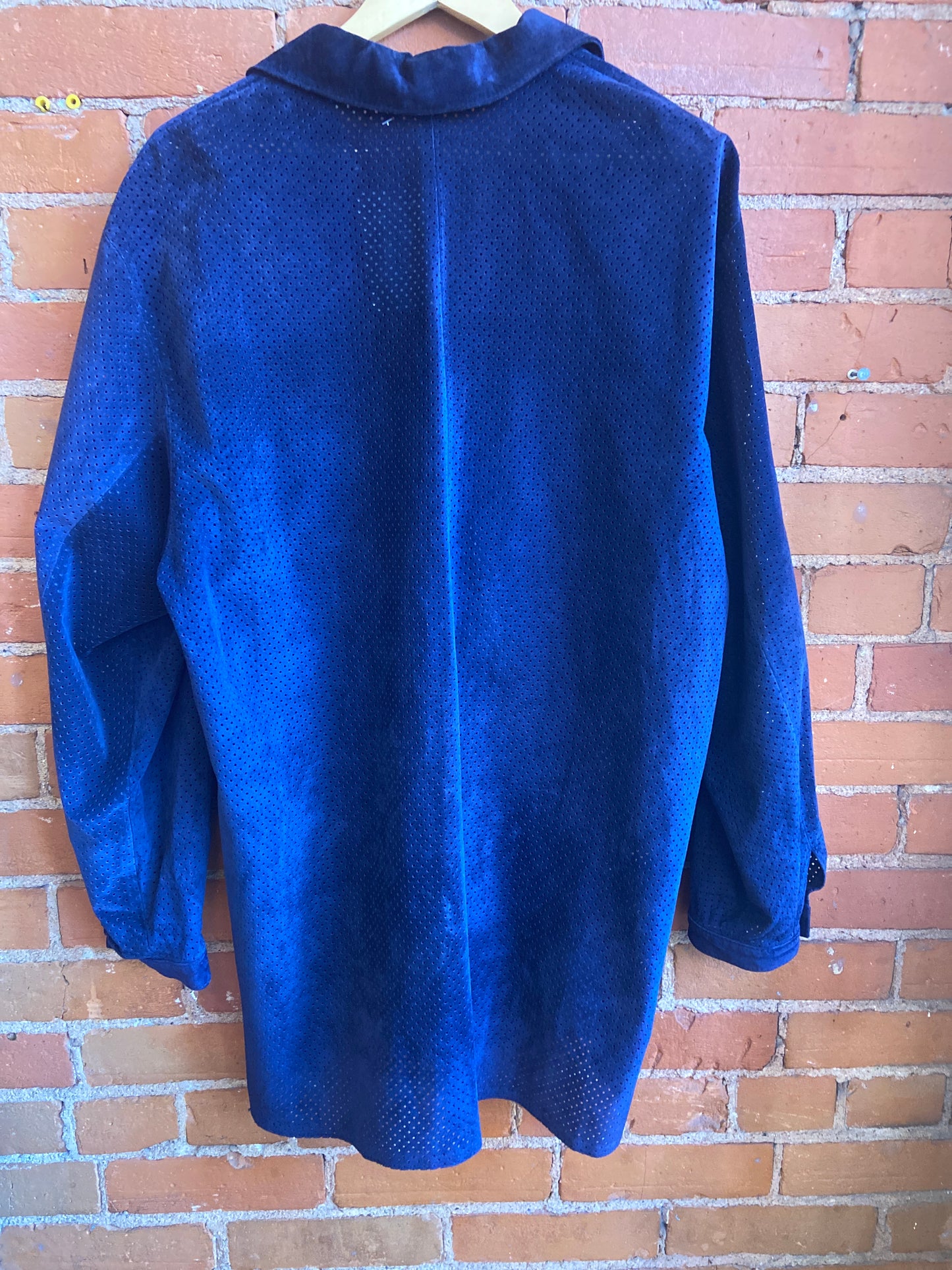 90’s Danier Navy Blue Perforated Leather Jacket