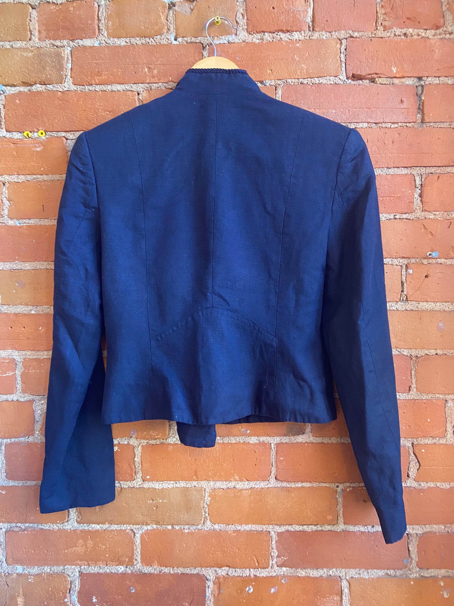 1990s Tempo Paris Navy Blue Cropped Military Style Jacket