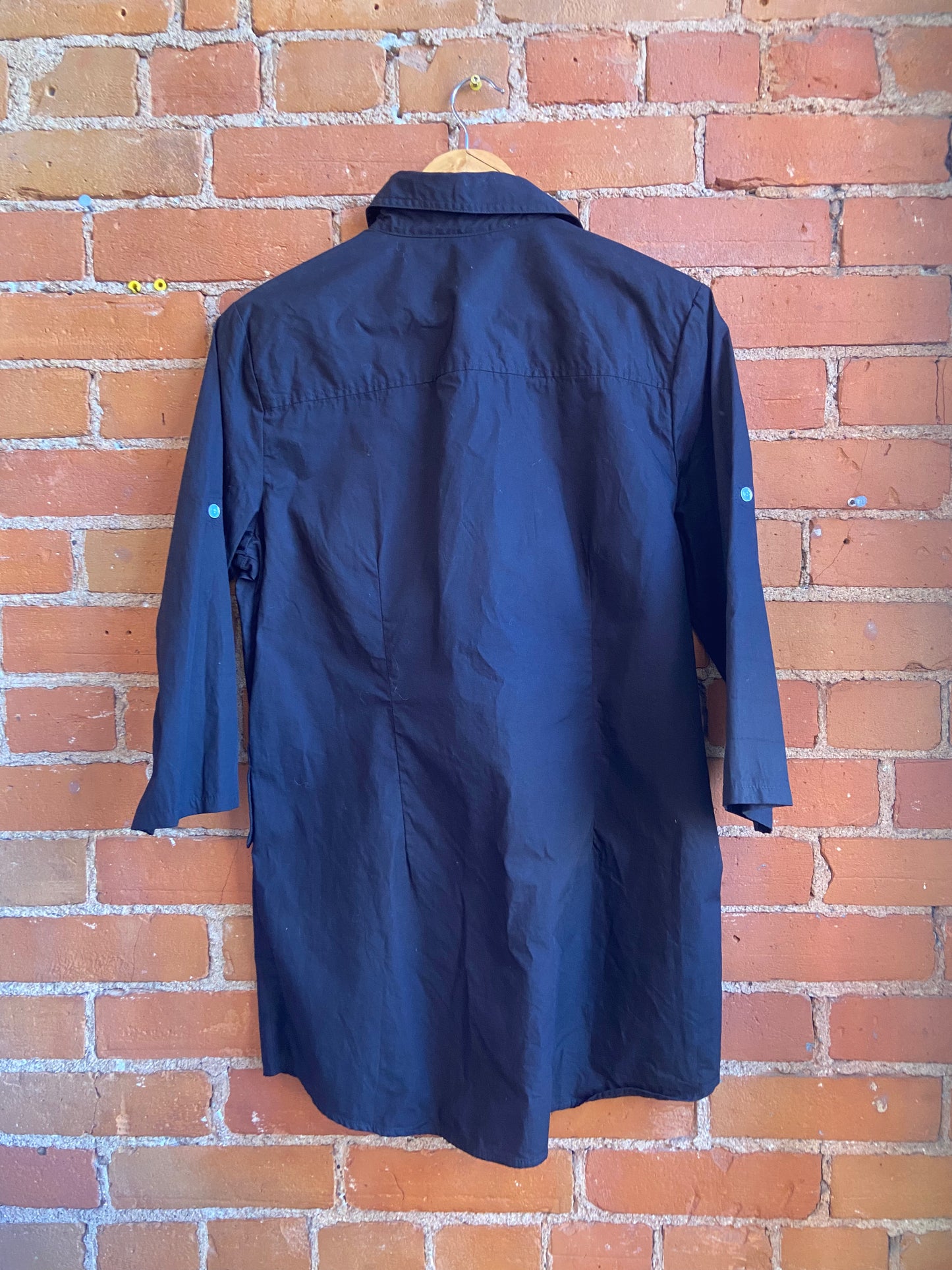 Y2K Tres You Black Half-Sleeve Longline Blouse
