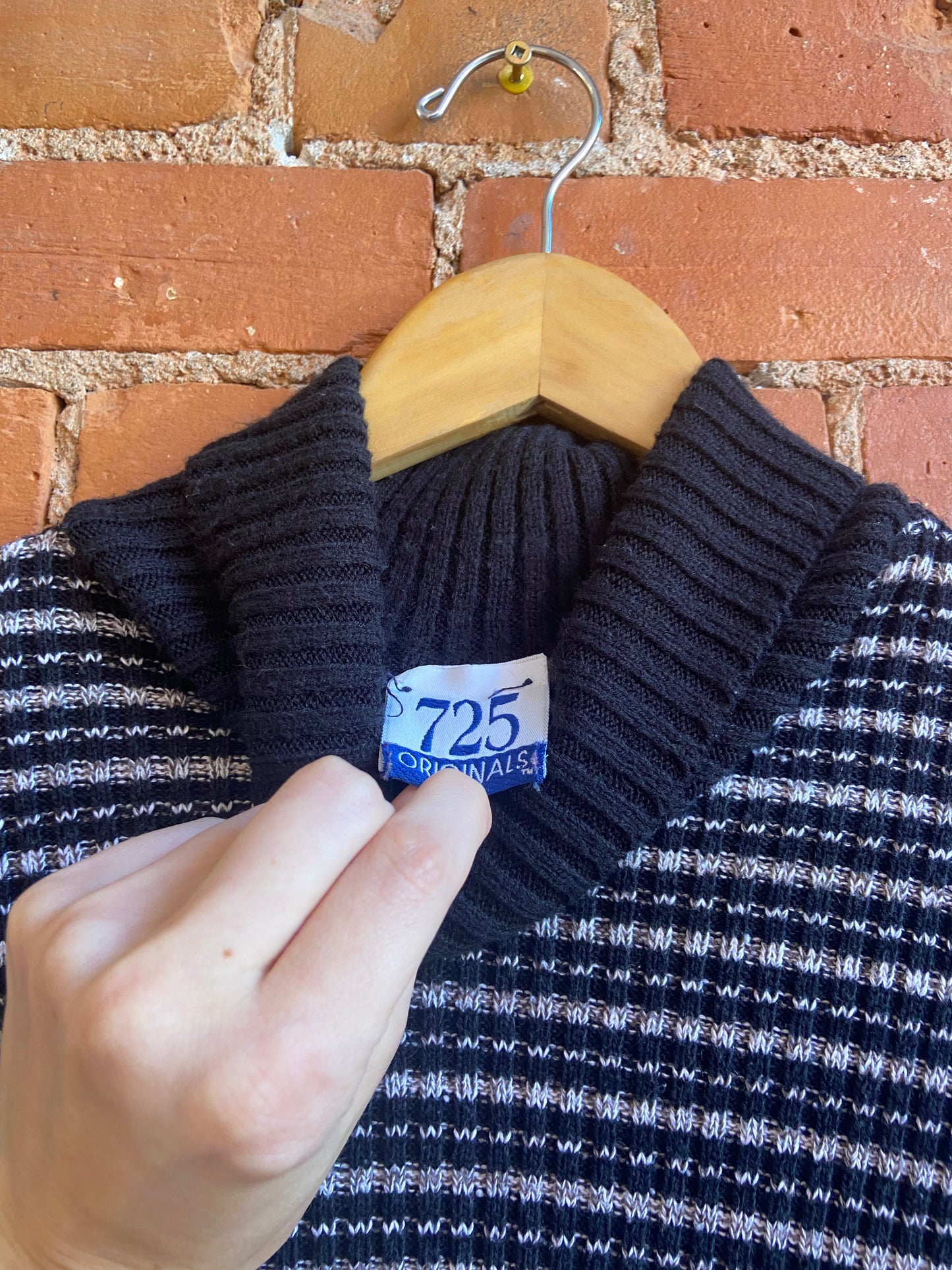 1990s 725 Originals Black and White Striped Turtleneck Sweater