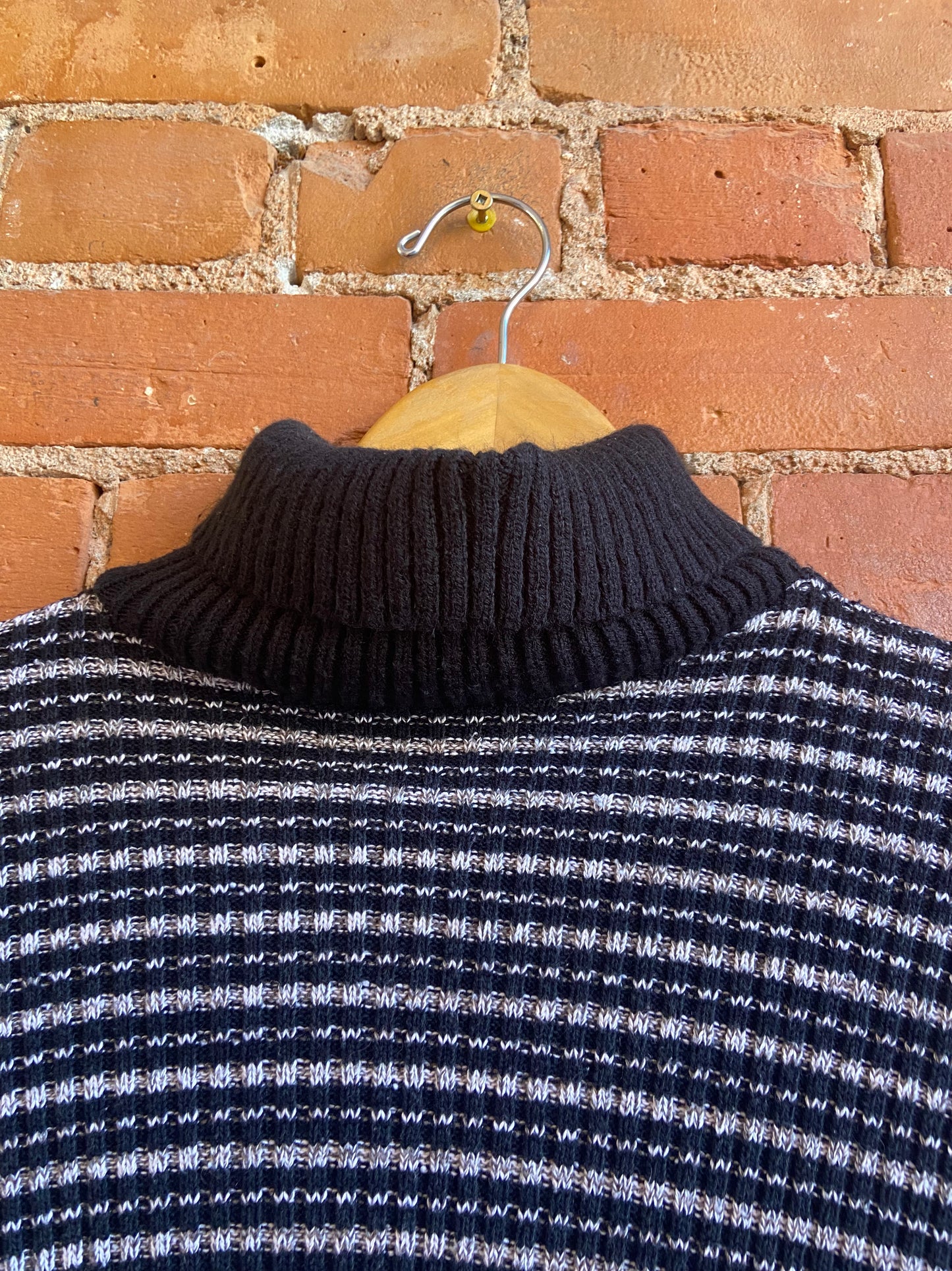 1990s 725 Originals Black and White Striped Turtleneck Sweater