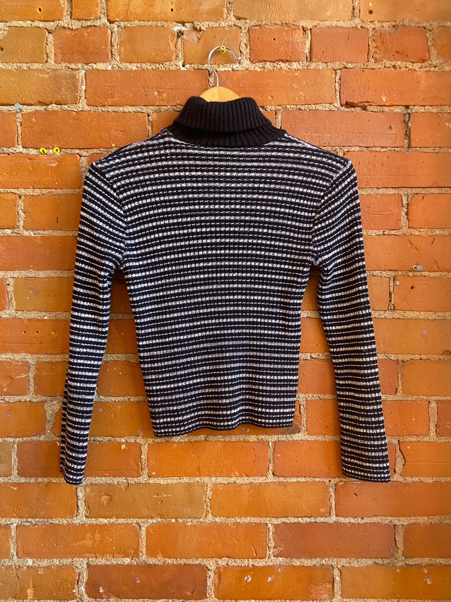 1990s 725 Originals Black and White Striped Turtleneck Sweater