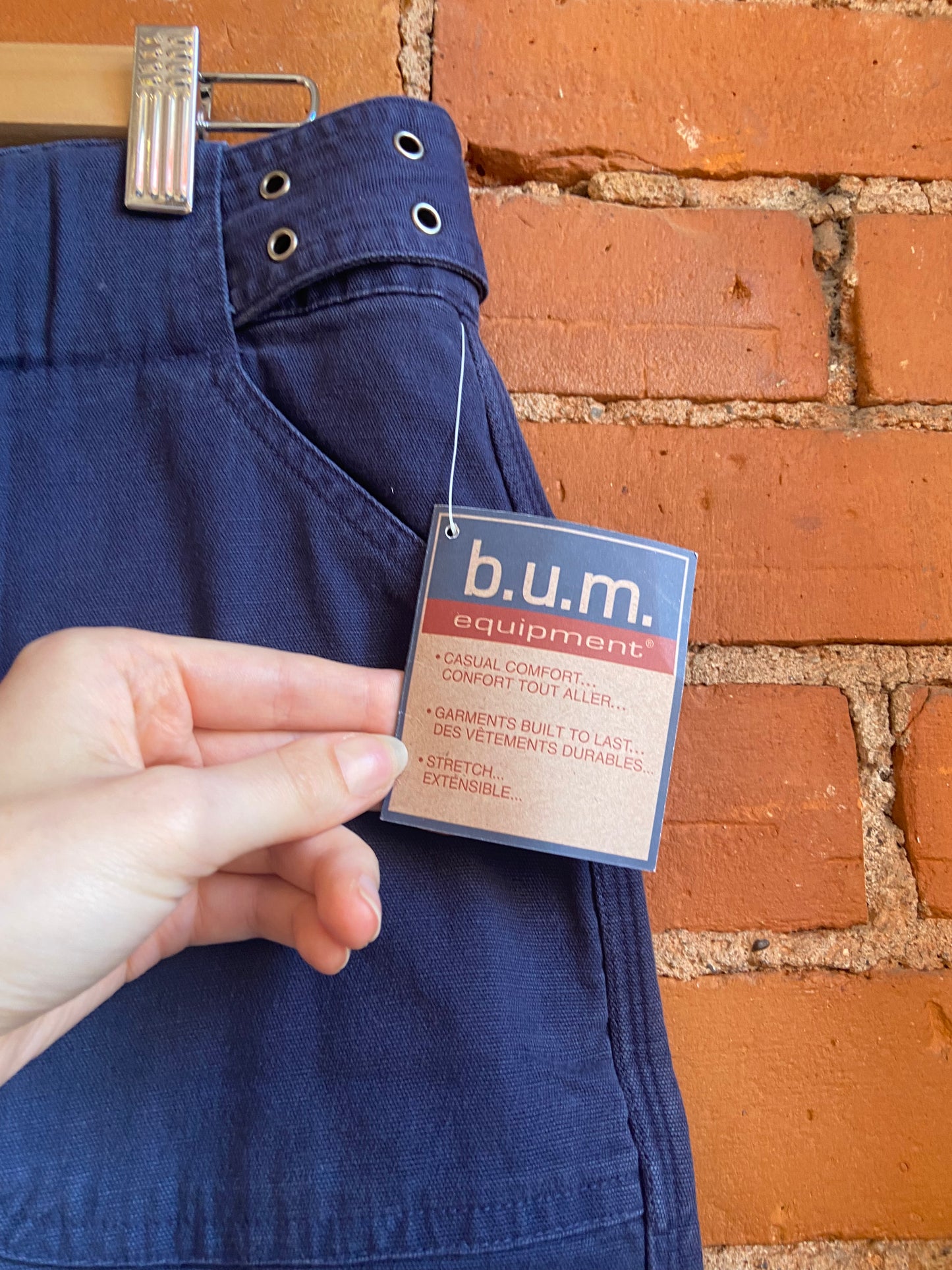 1990s/Y2K b.u.m equipment Navy Blue Wide Leg Pants With Matching Grommet Belt