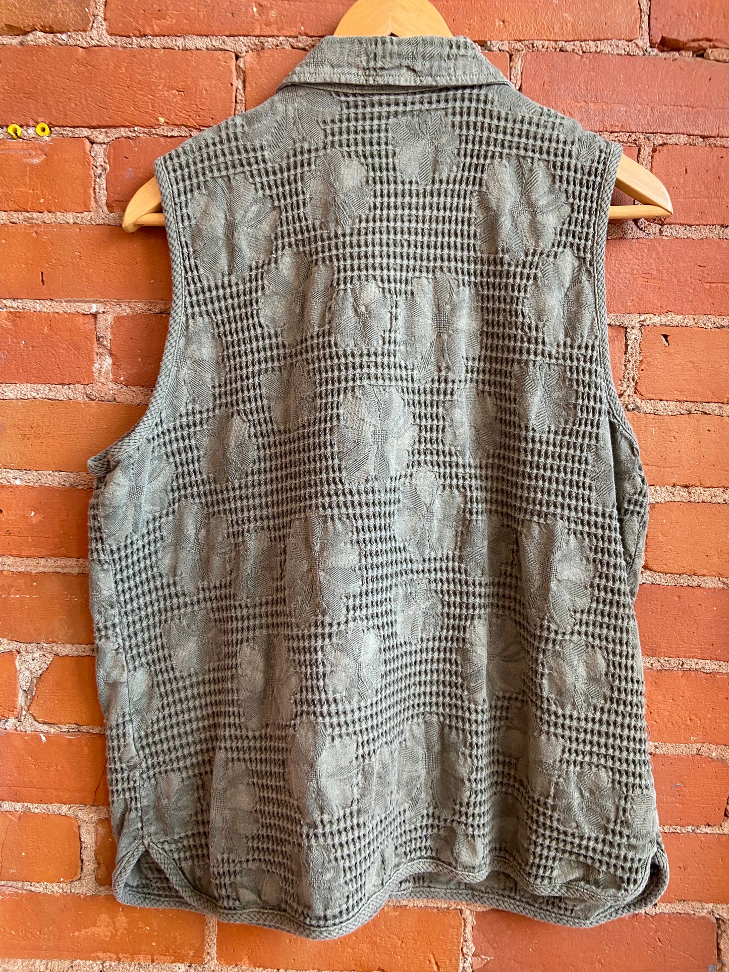 Focus Button Up Vest Dusty Green