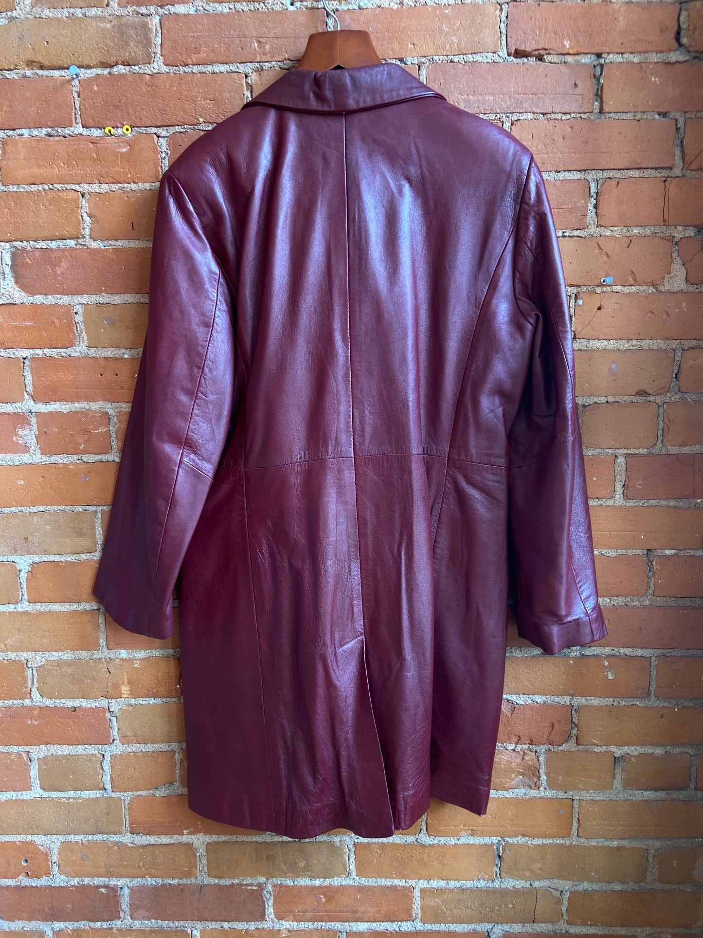 Maroon Leather Car Coat