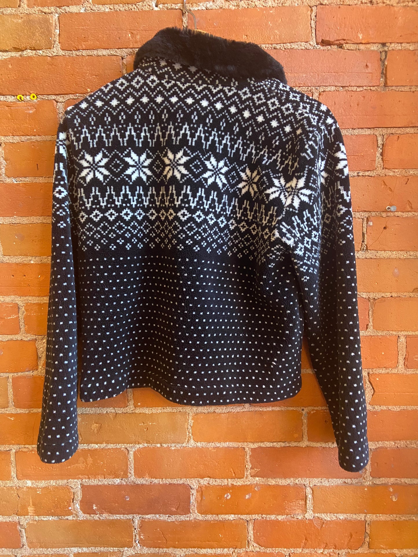 Black Snowflake Zip up Sweater