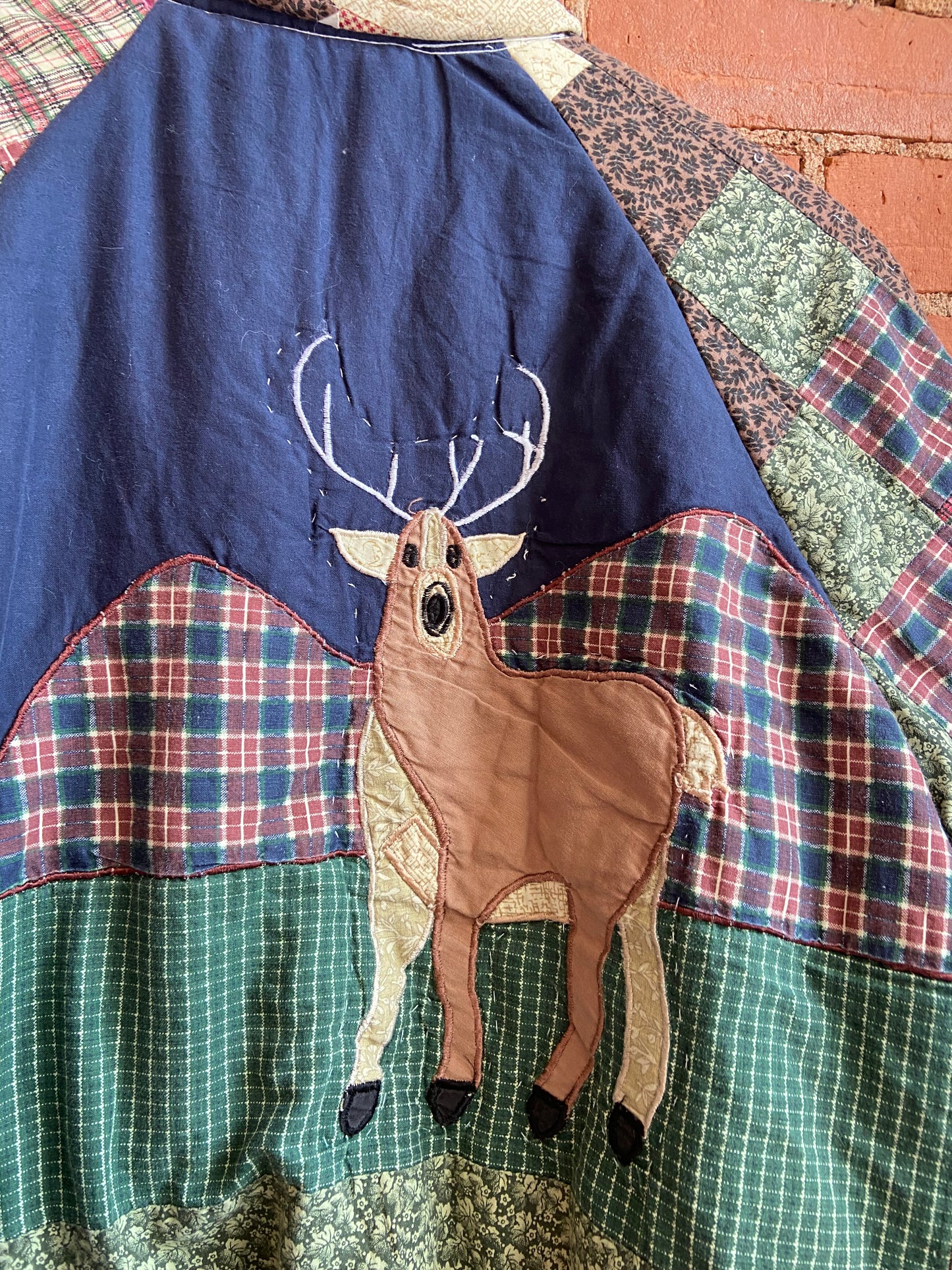 Handmade Vintage Quilt Jacket with Deer