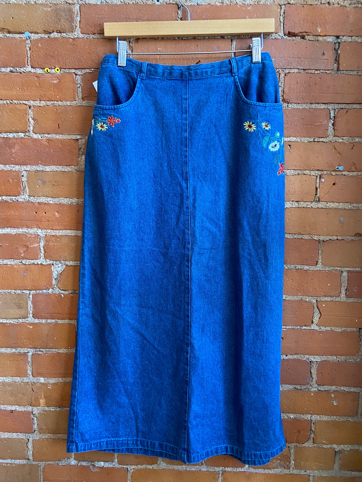 90s Embroidered Denim Maxi