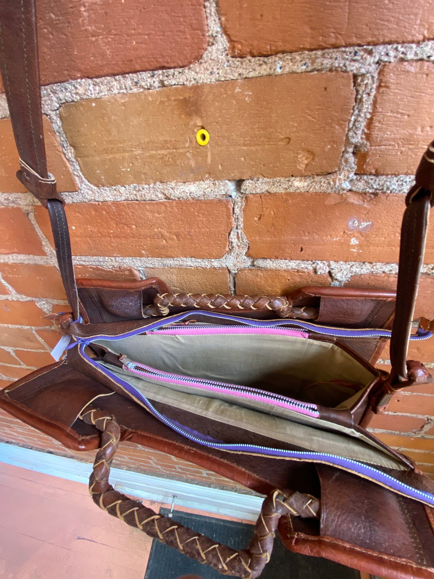 Handmade, Leather and Beaded Bag