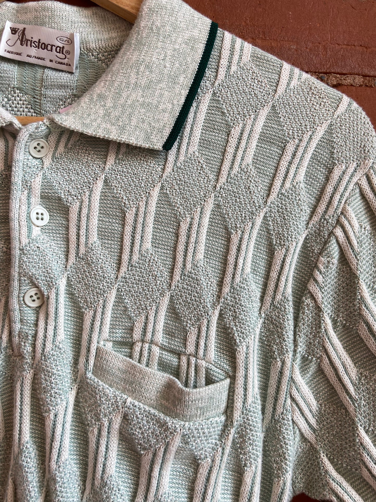 Green Textured Sweater Polo