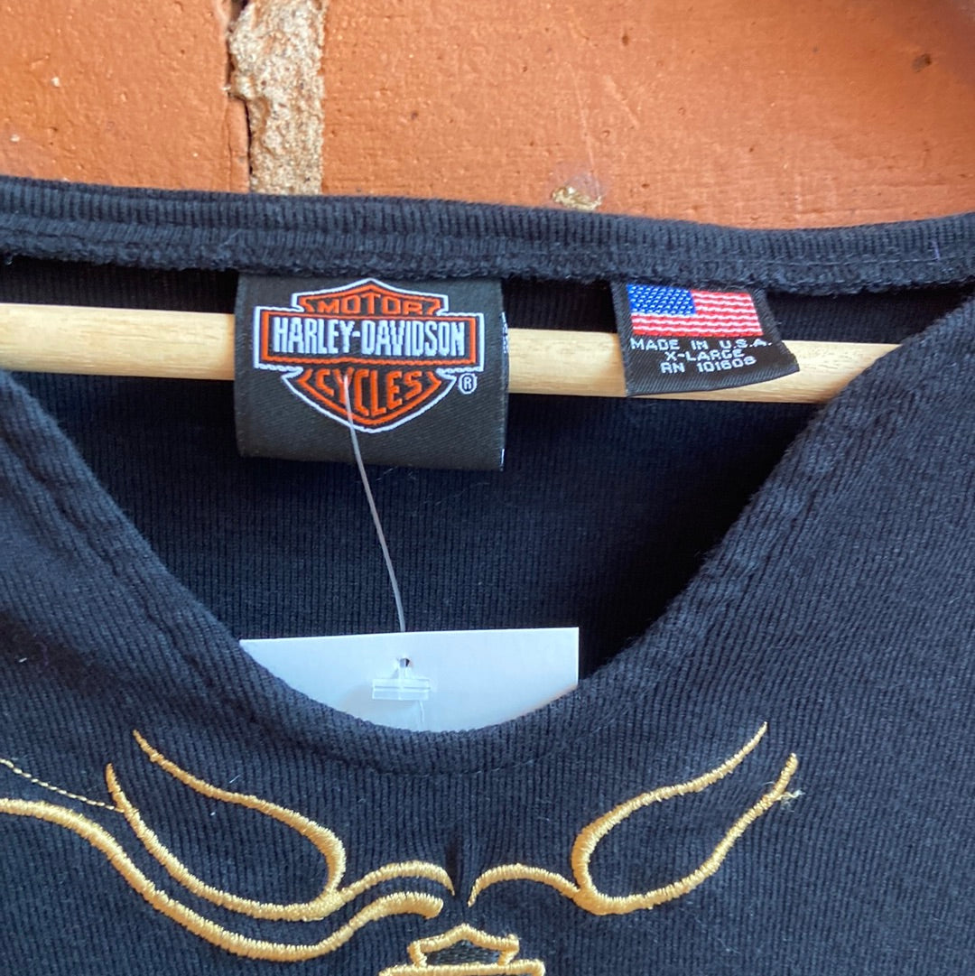 Harley Davison Black Tee with Gold Logo
