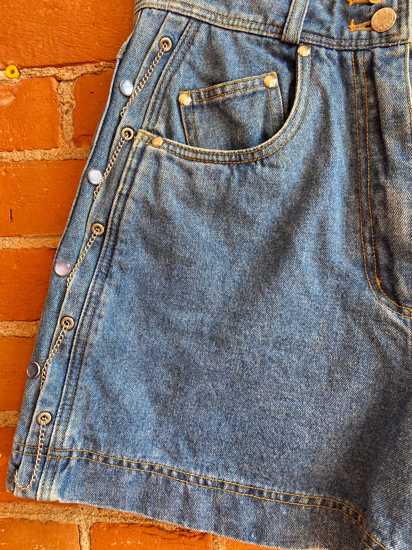 80’s High Waisted Denim Shorts with Chainlinks