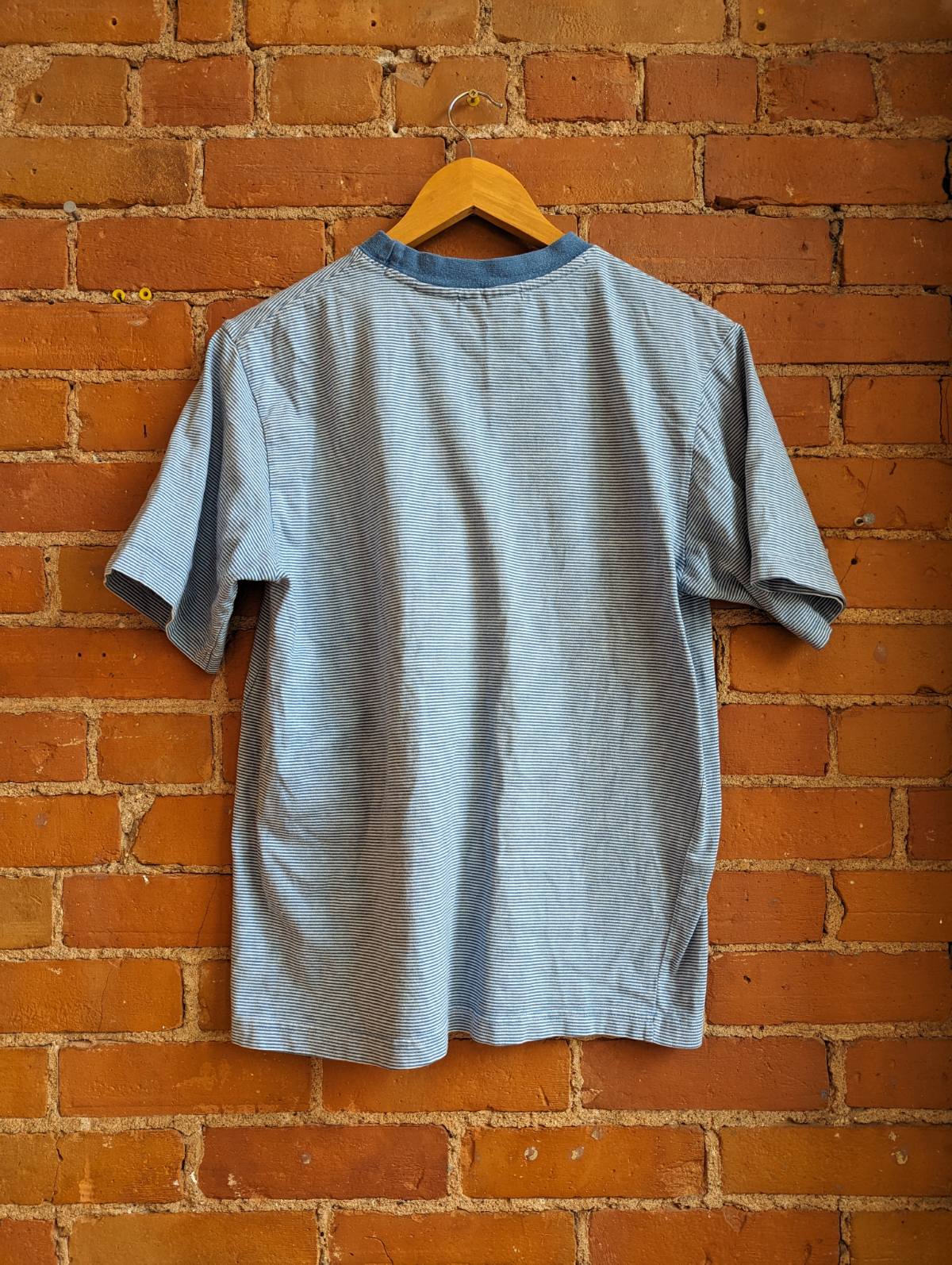 1990s Simply Basic Blue and White Striped Tee