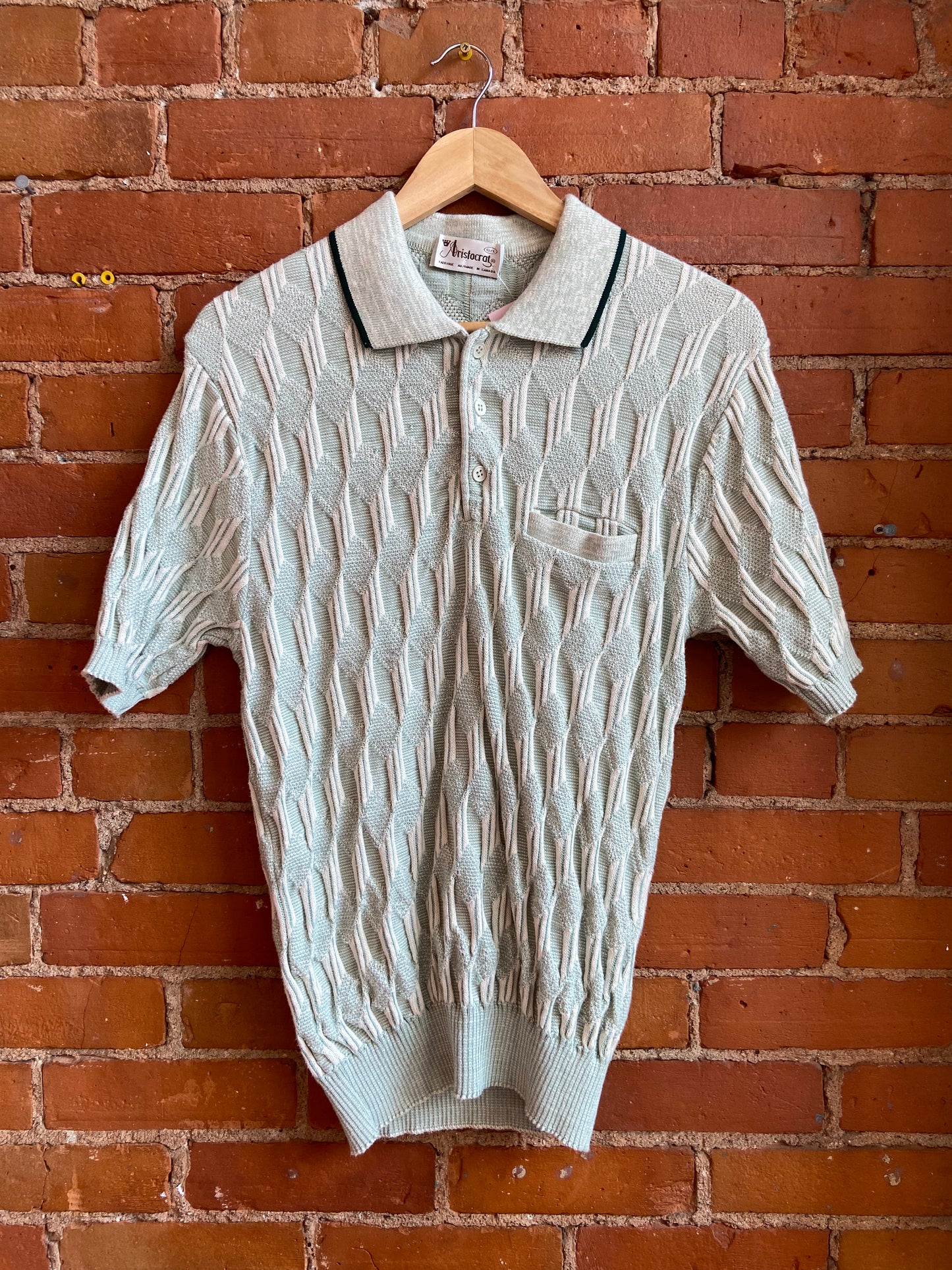 Green Textured Sweater Polo