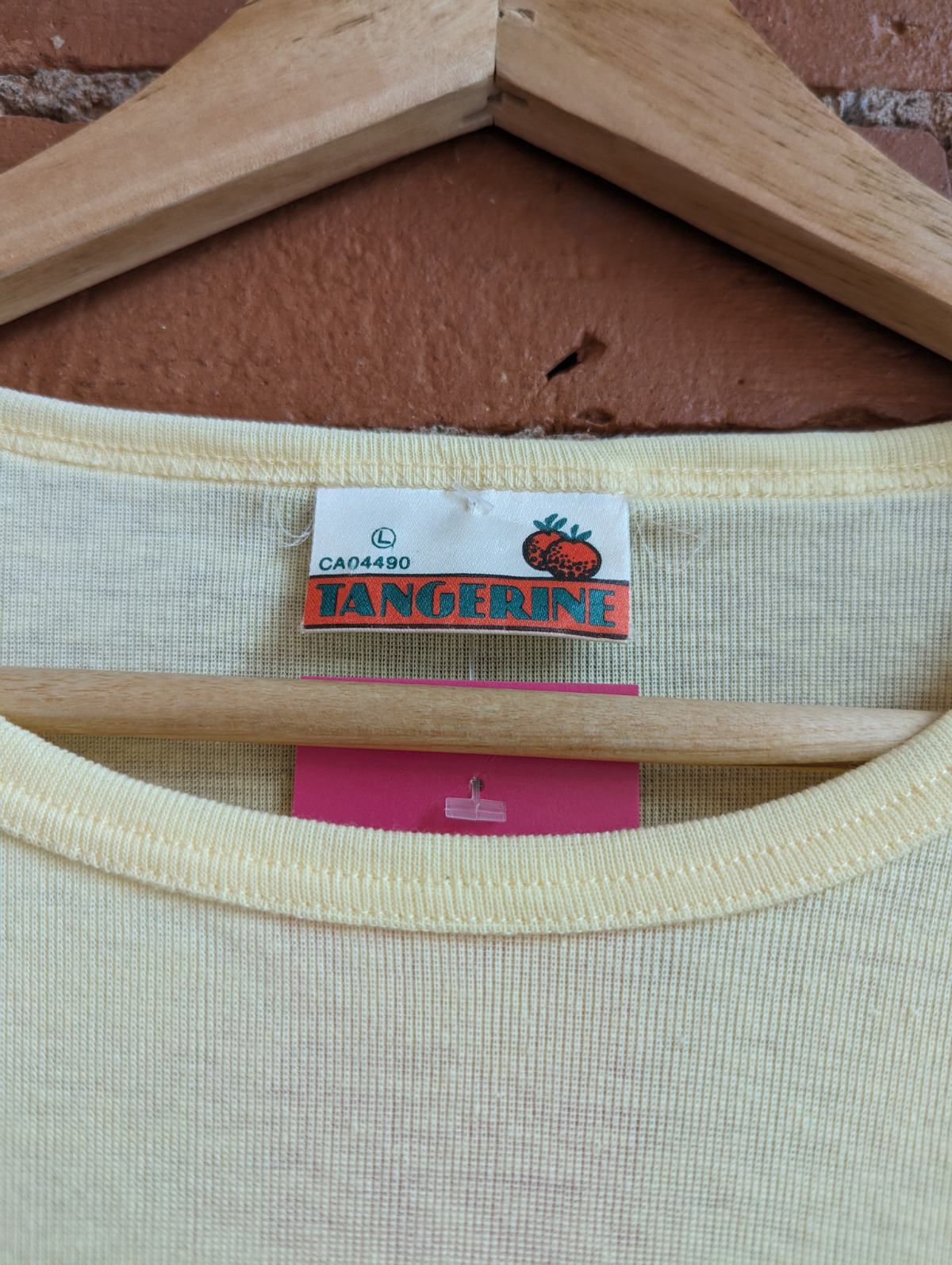 1970s Tangerine Single Stitch Pale Yellow Ringer Tee
