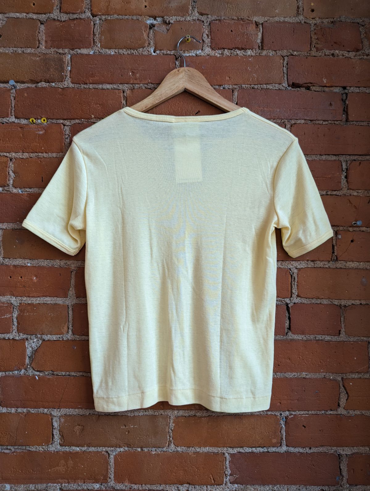 1970s Tangerine Single Stitch Pale Yellow Ringer Tee
