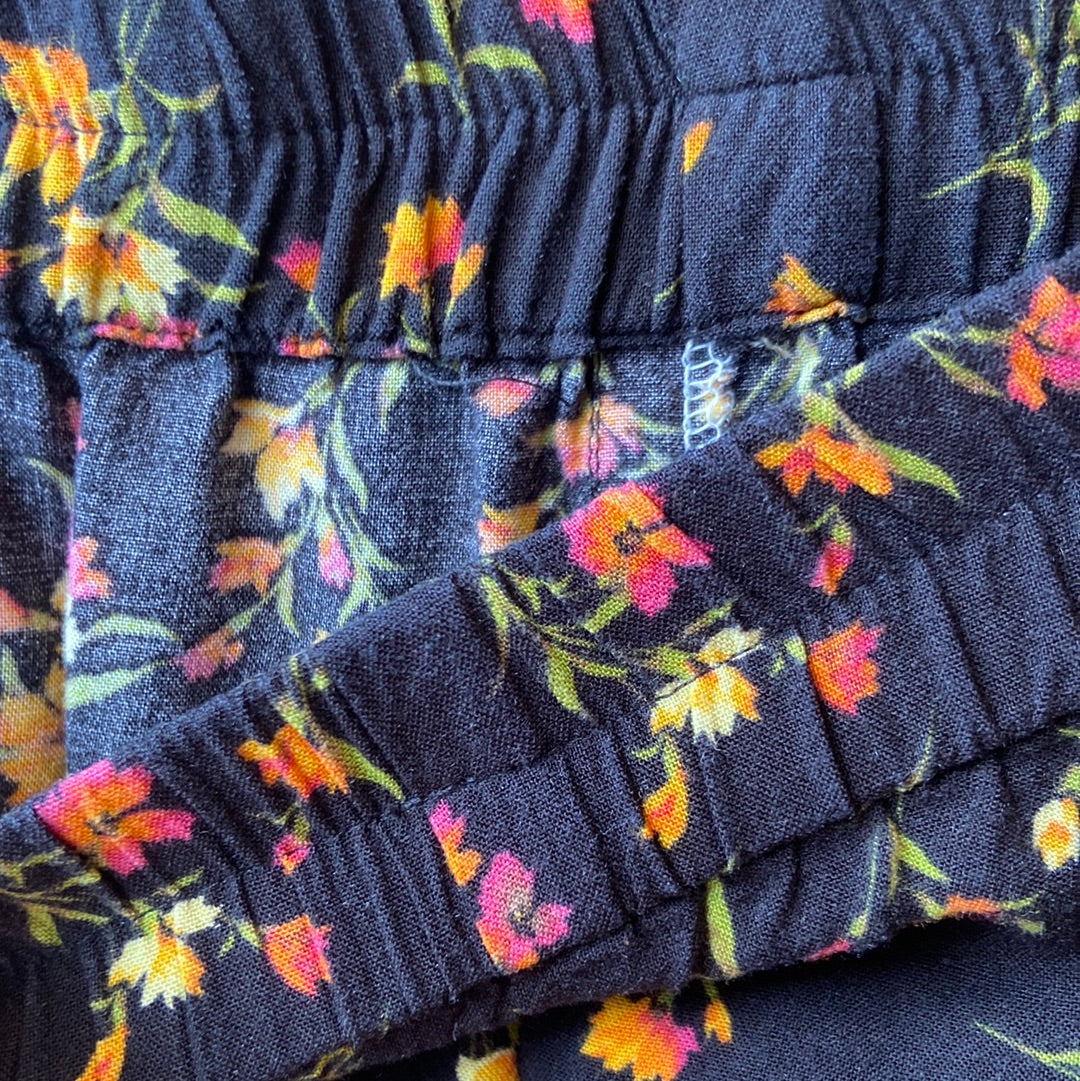 Cropped Black Floral Pants